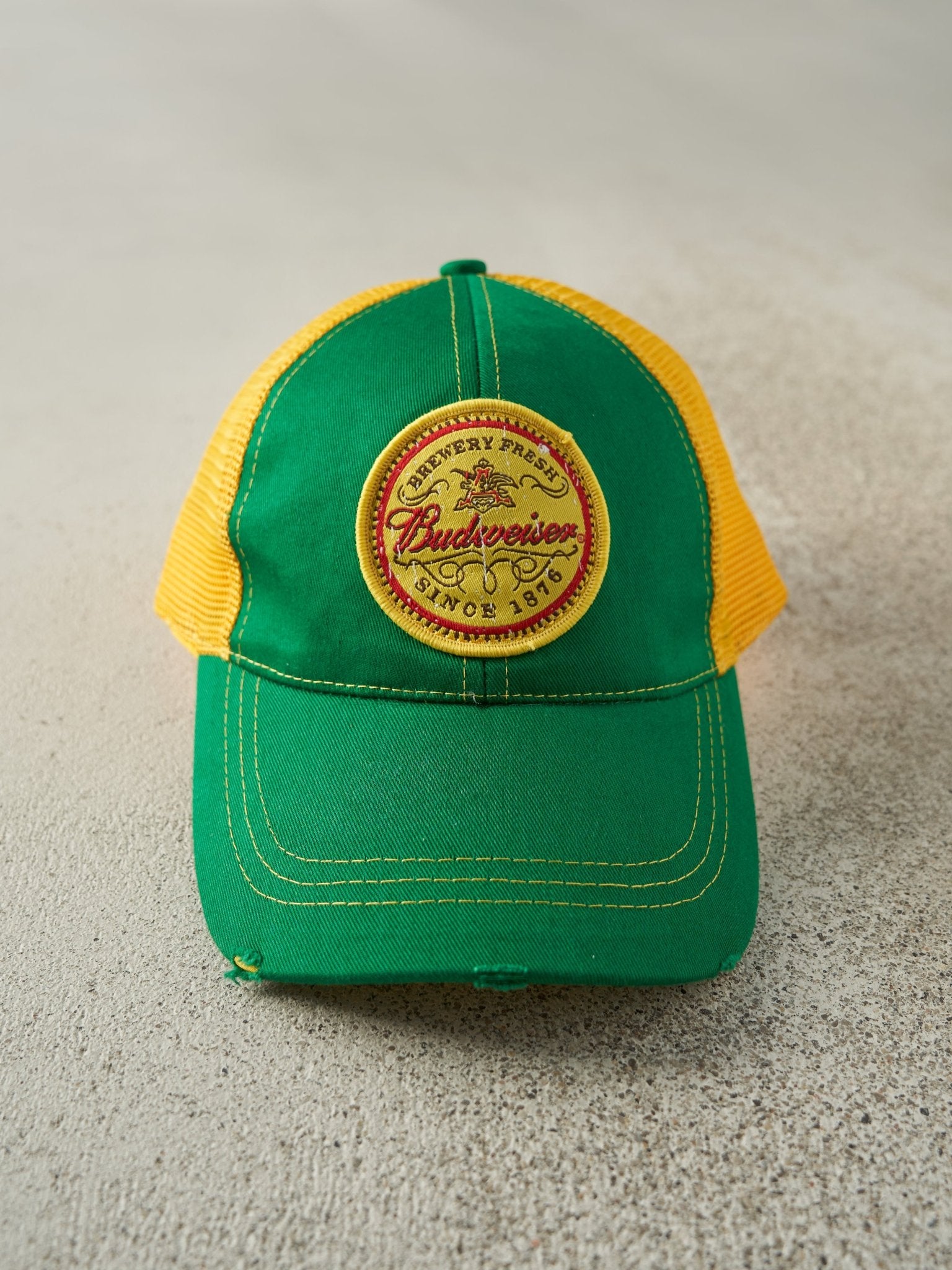 Vintage Y2K Yellow & Green Budweiser Trucker Hat