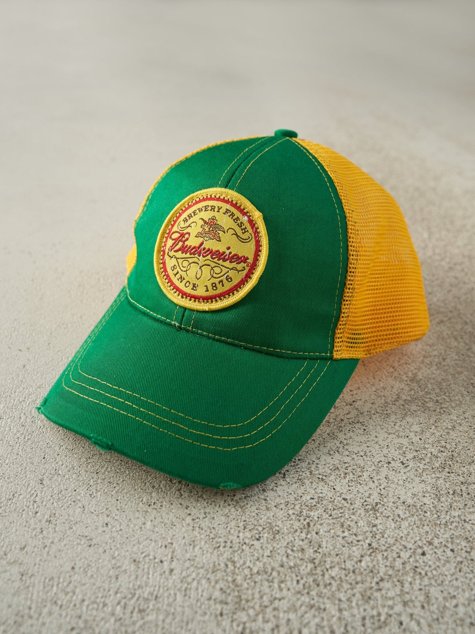 Vintage Y2K Yellow & Green Budweiser Trucker Hat