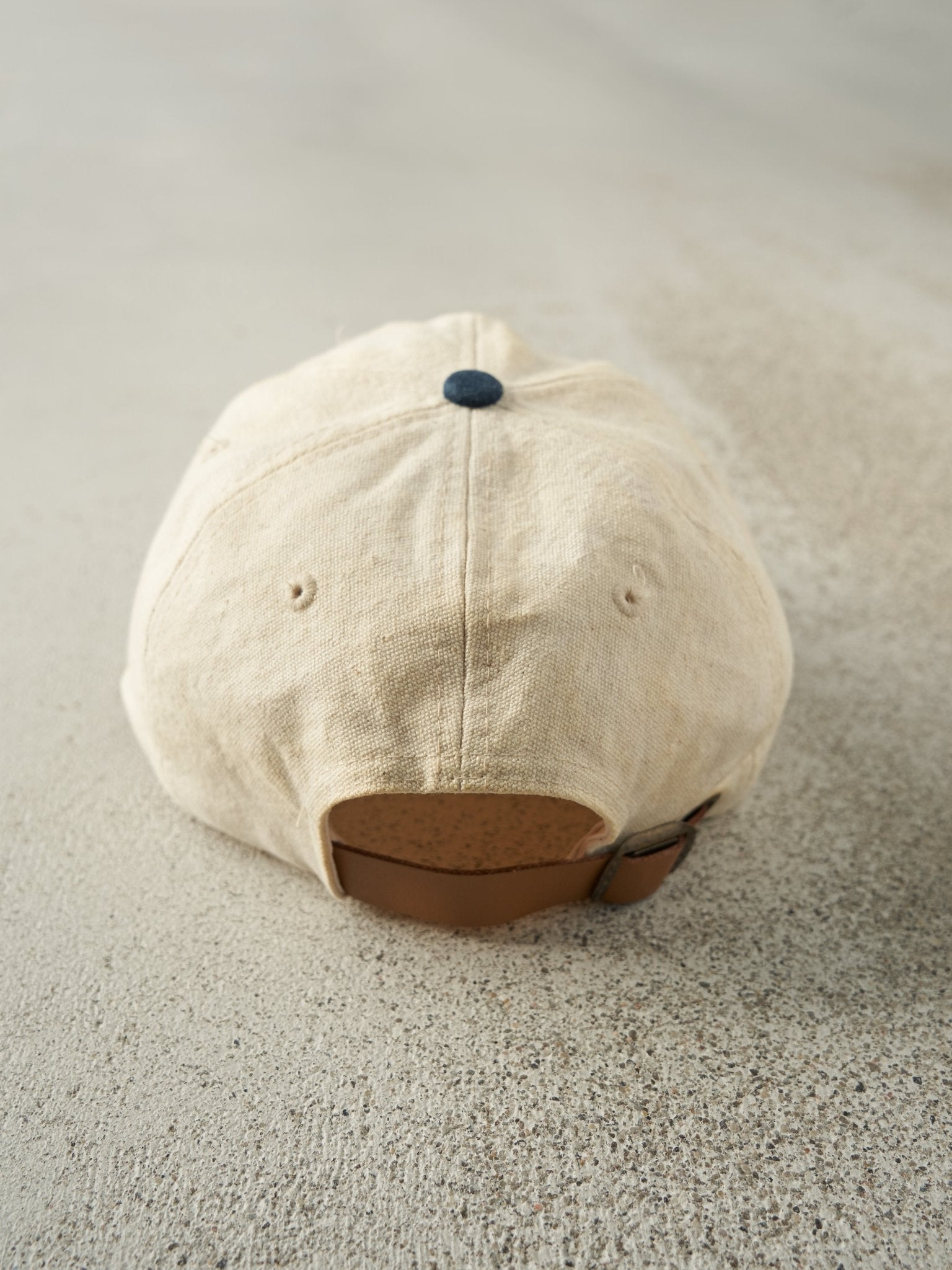 Vintage 90s Beige & Navy Bacardi Limon Leather Strapback