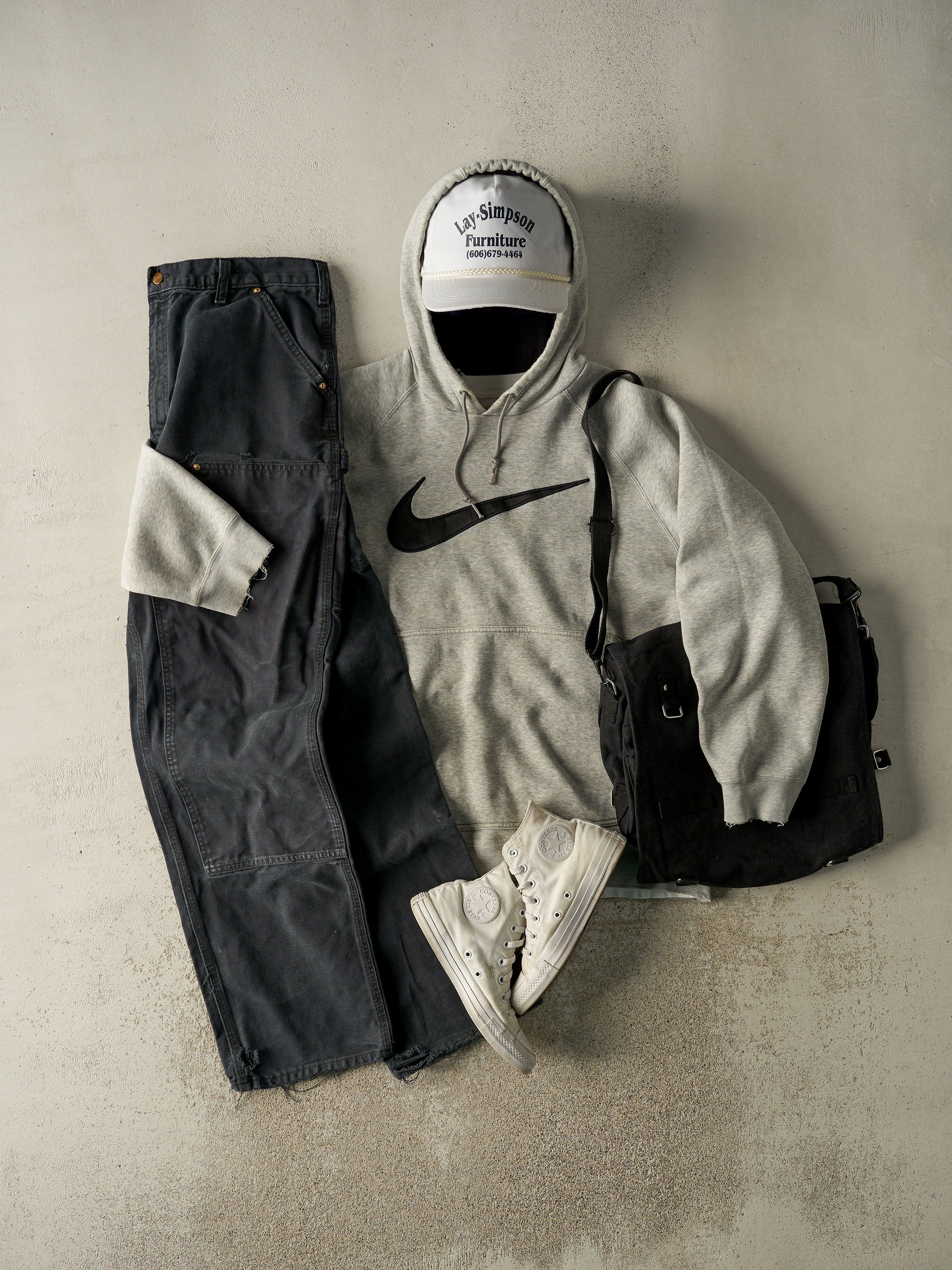 Vintage Y2K Faded Black Carhartt Double Knee Carpenter Pants (35x32.5)