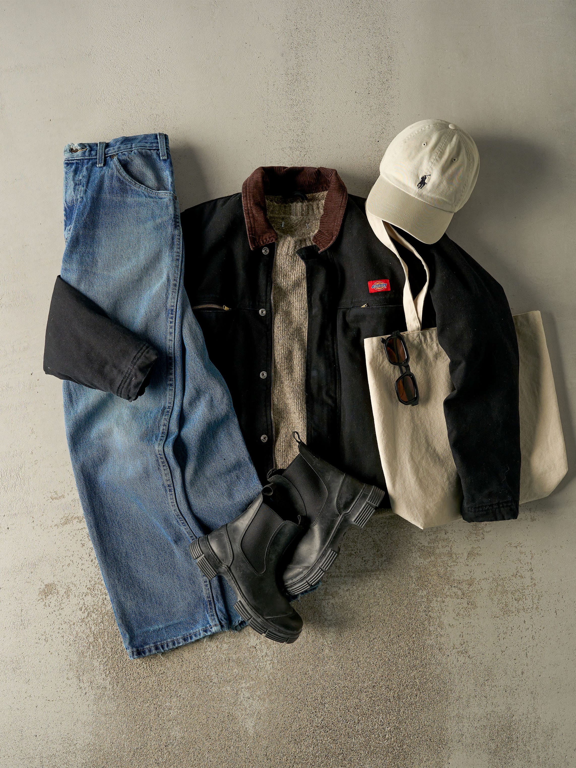 Vintage Y2K Black Dickies Sherpa Lined Work Jacket (M)