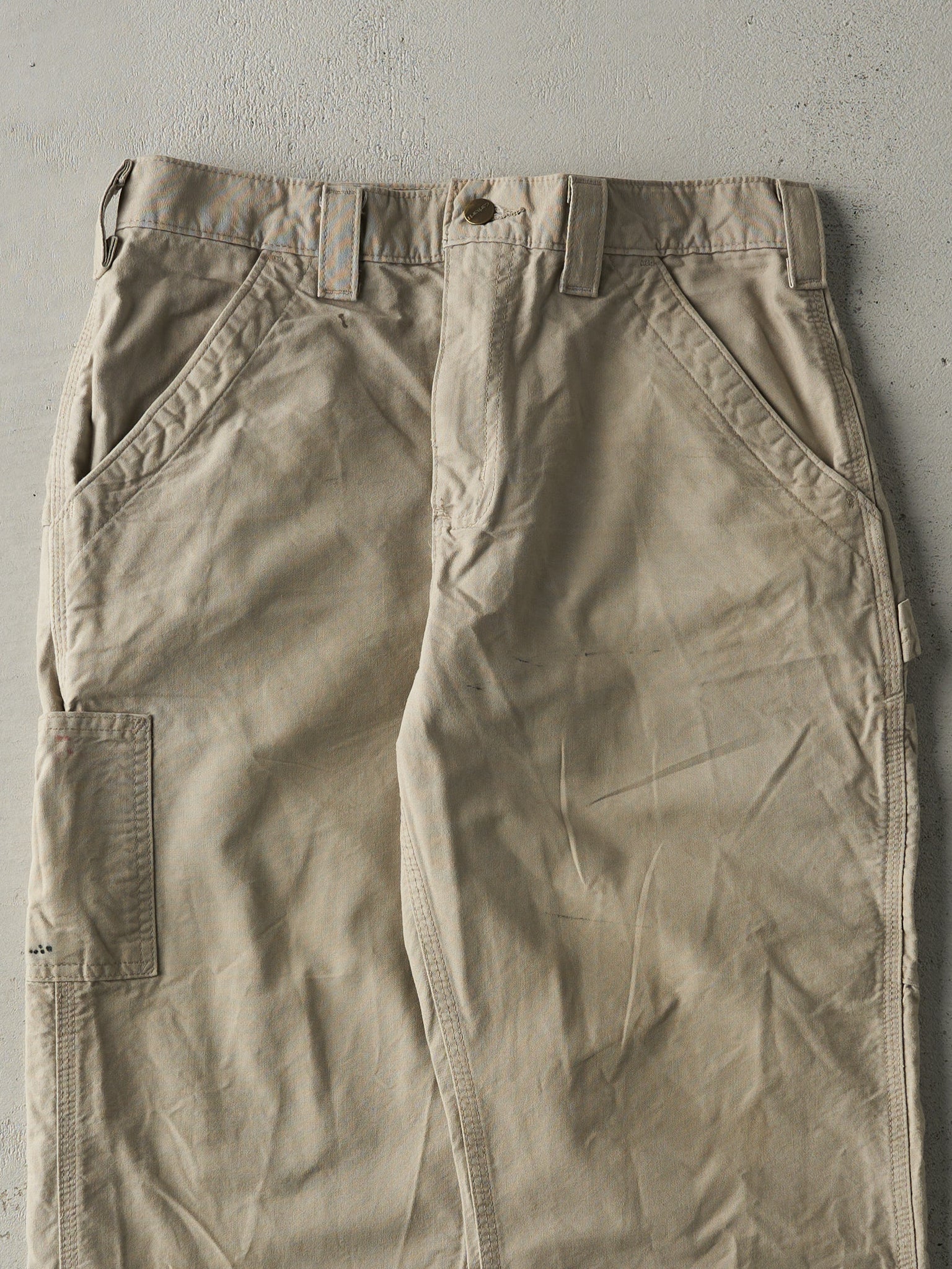 Vintage Y2K Beige Dungaree Fit Carhartt Light Weight Carpenter Pants (31x29)