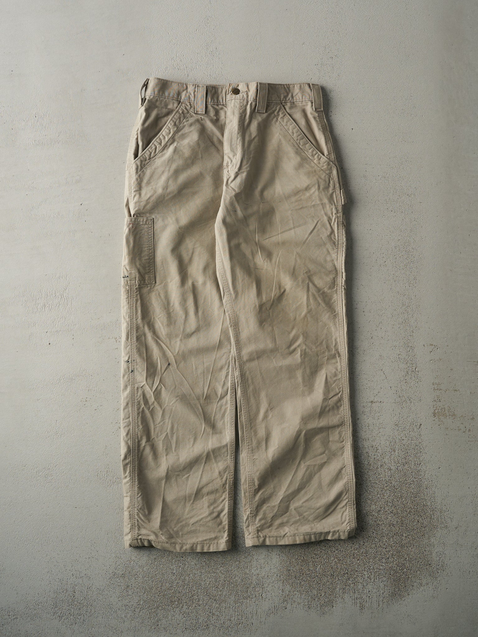 Vintage Y2K Beige Dungaree Fit Carhartt Light Weight Carpenter Pants (31x29)
