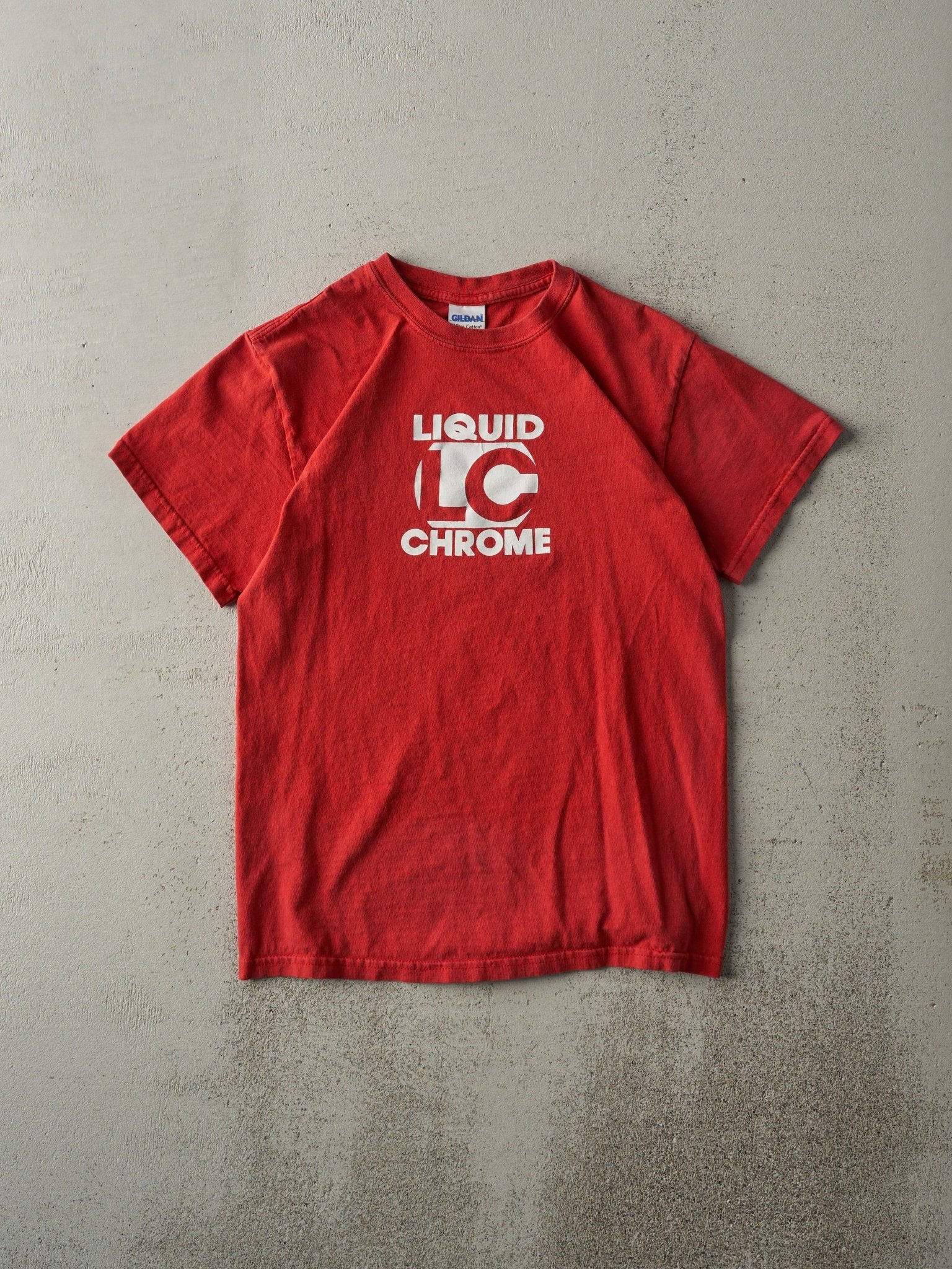Vintage Y2K Red Liquid Chrome Logo Tee (XS)