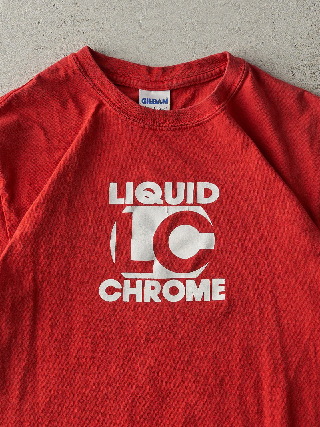 Vintage Y2K Red Liquid Chrome Logo Tee (XS)