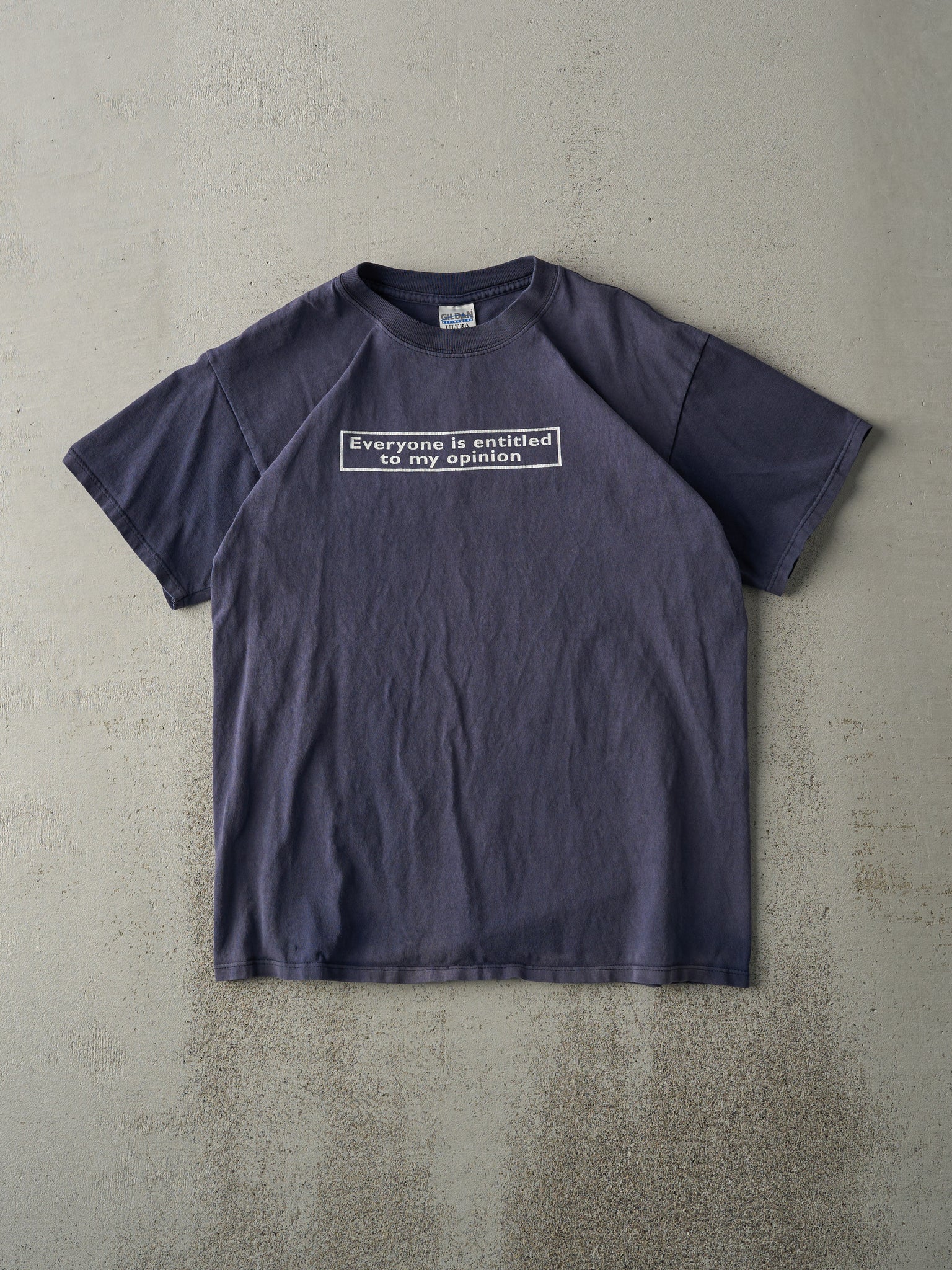 Vintage Y2K Navy Blue "Everyone Is Entitled To My Opinion" Tee (M)