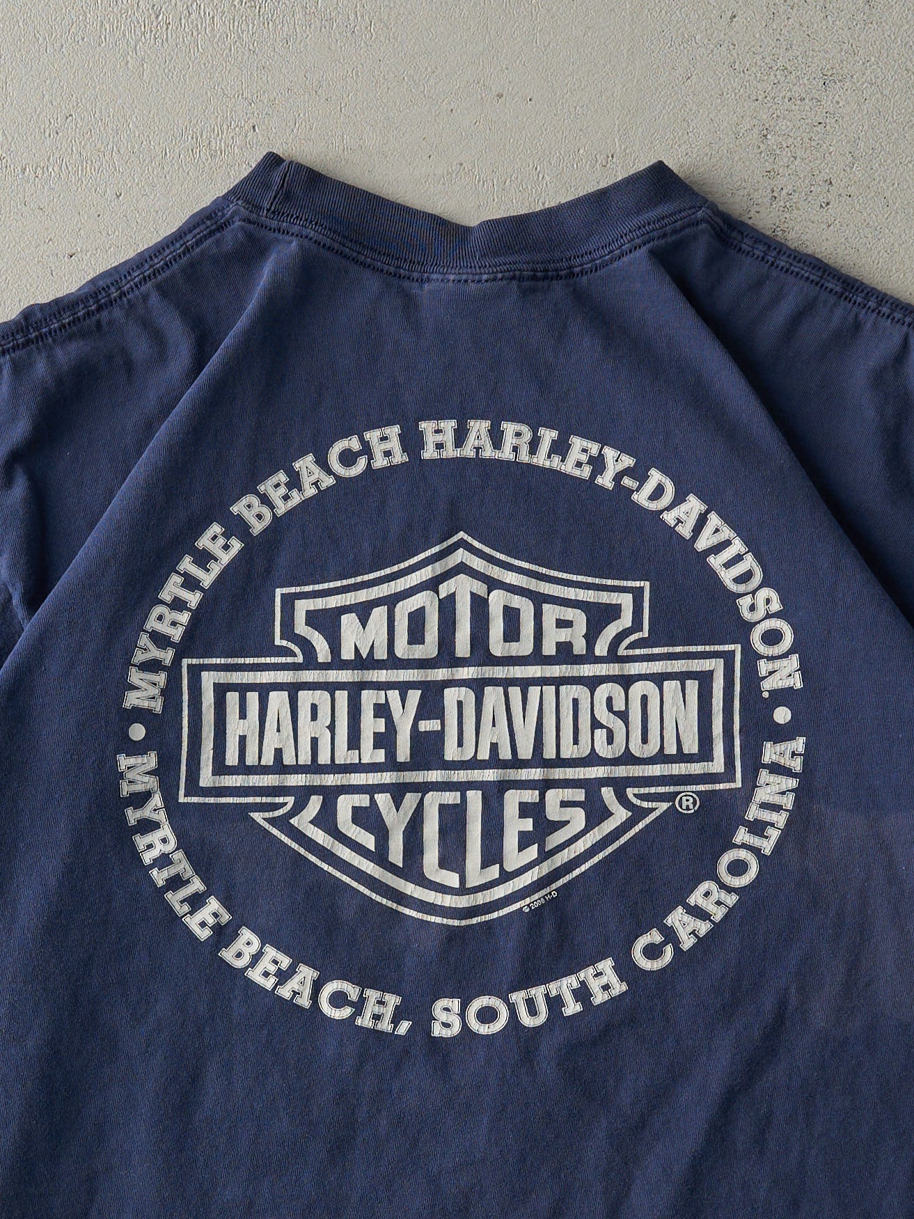 Vintage 08' Navy Blue Myrtle Beach Lighting Harley Davidson Tee (M/L)