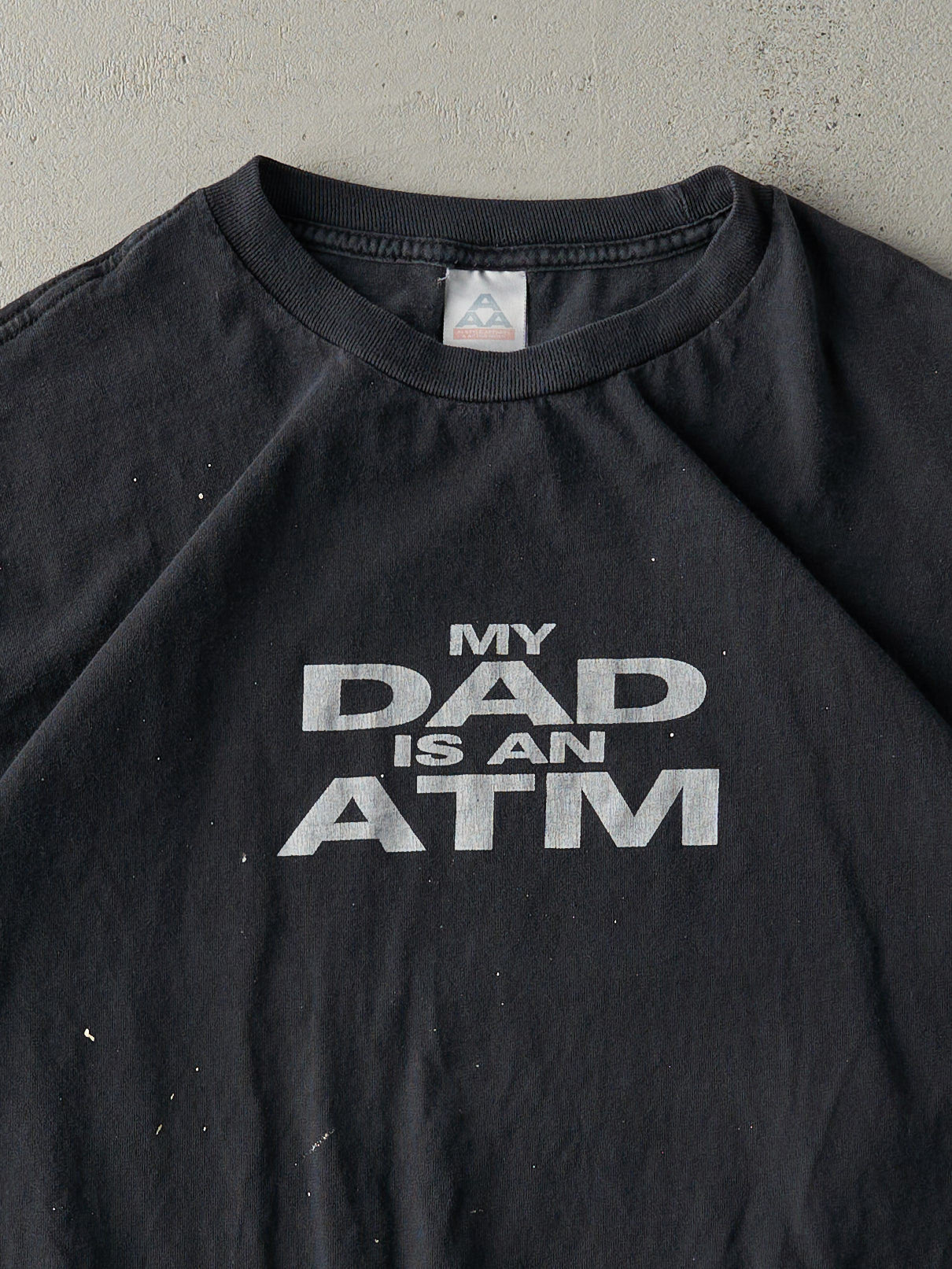 Vintage Y2K Faded Black "My Dad is an ATM" Tee (L/XL)