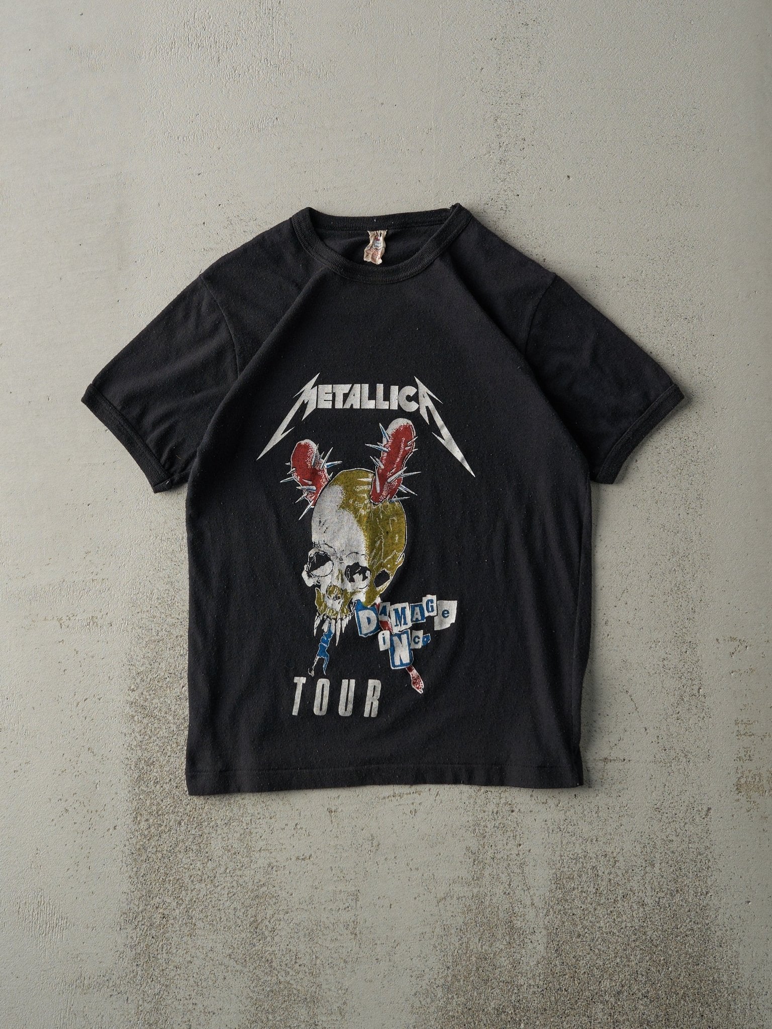 Vintage 89' Black Metallica Damage Inc Tour Ringer  Parking Lot Tee (XS)