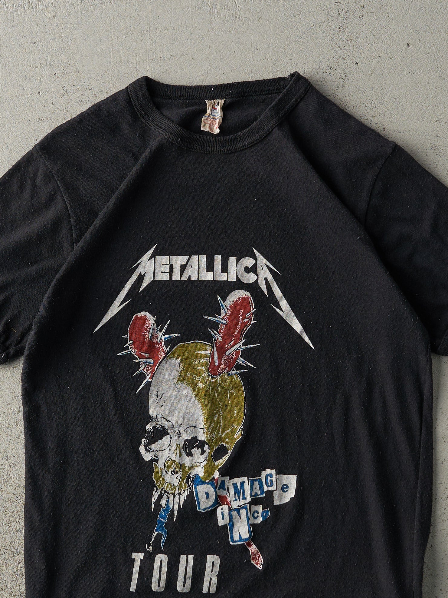 Vintage 89' Black Metallica Damage Inc Tour Ringer  Parking Lot Tee (XS)