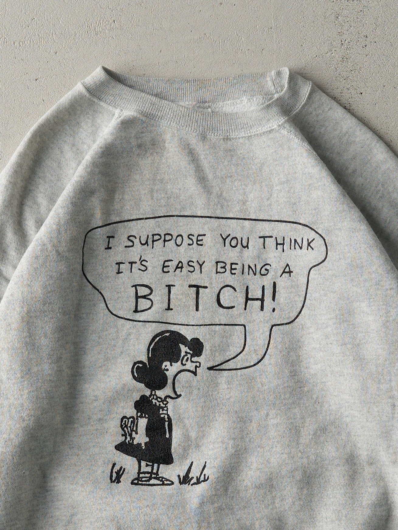 Vintage 80s Grey "I Suppose You Think Its Easy" Charlie Brown Parody Crewneck (M)