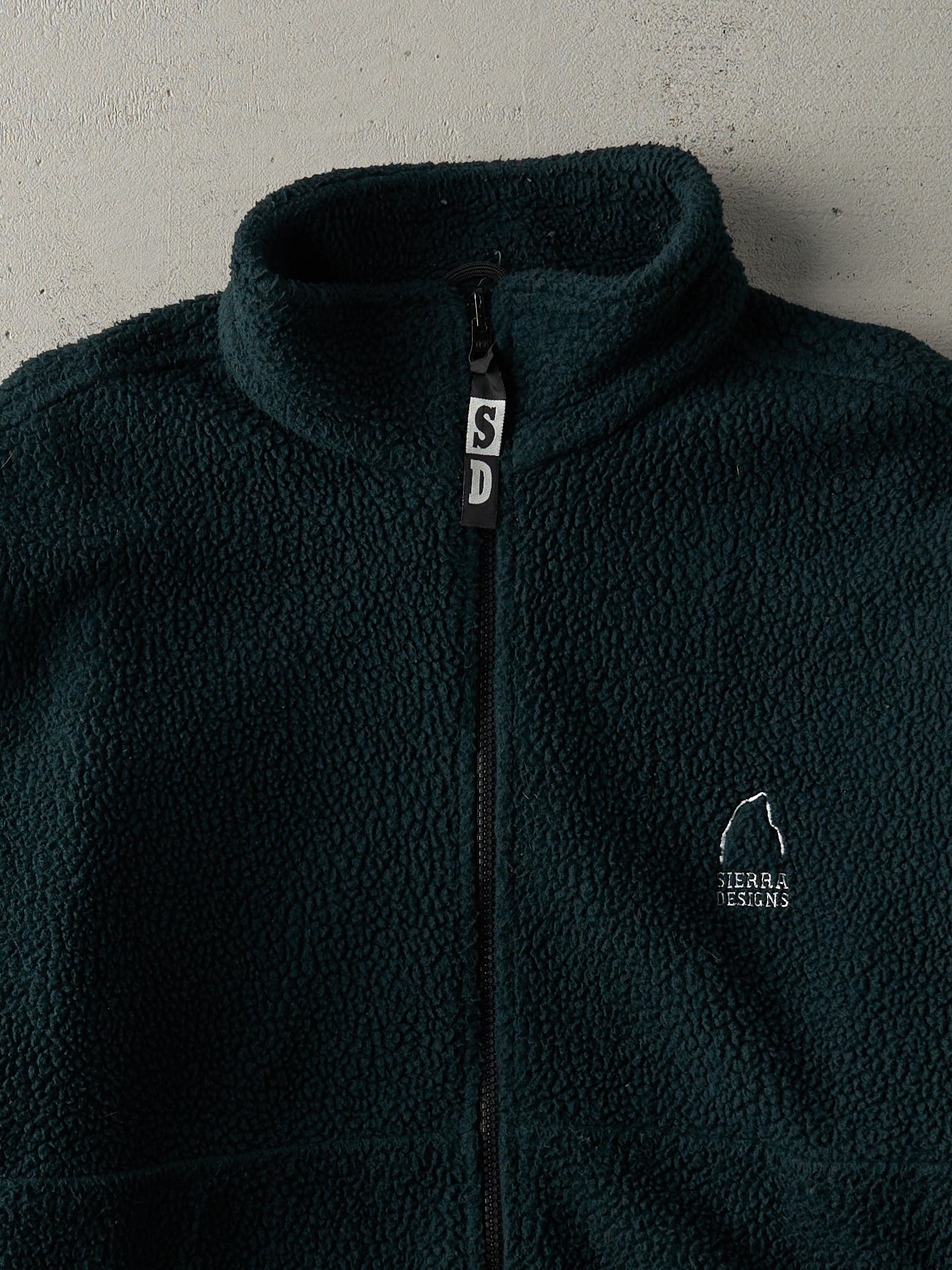 Vintage 90s Forest Green Sherpa Deep Pile Fleece Zip Up (L)