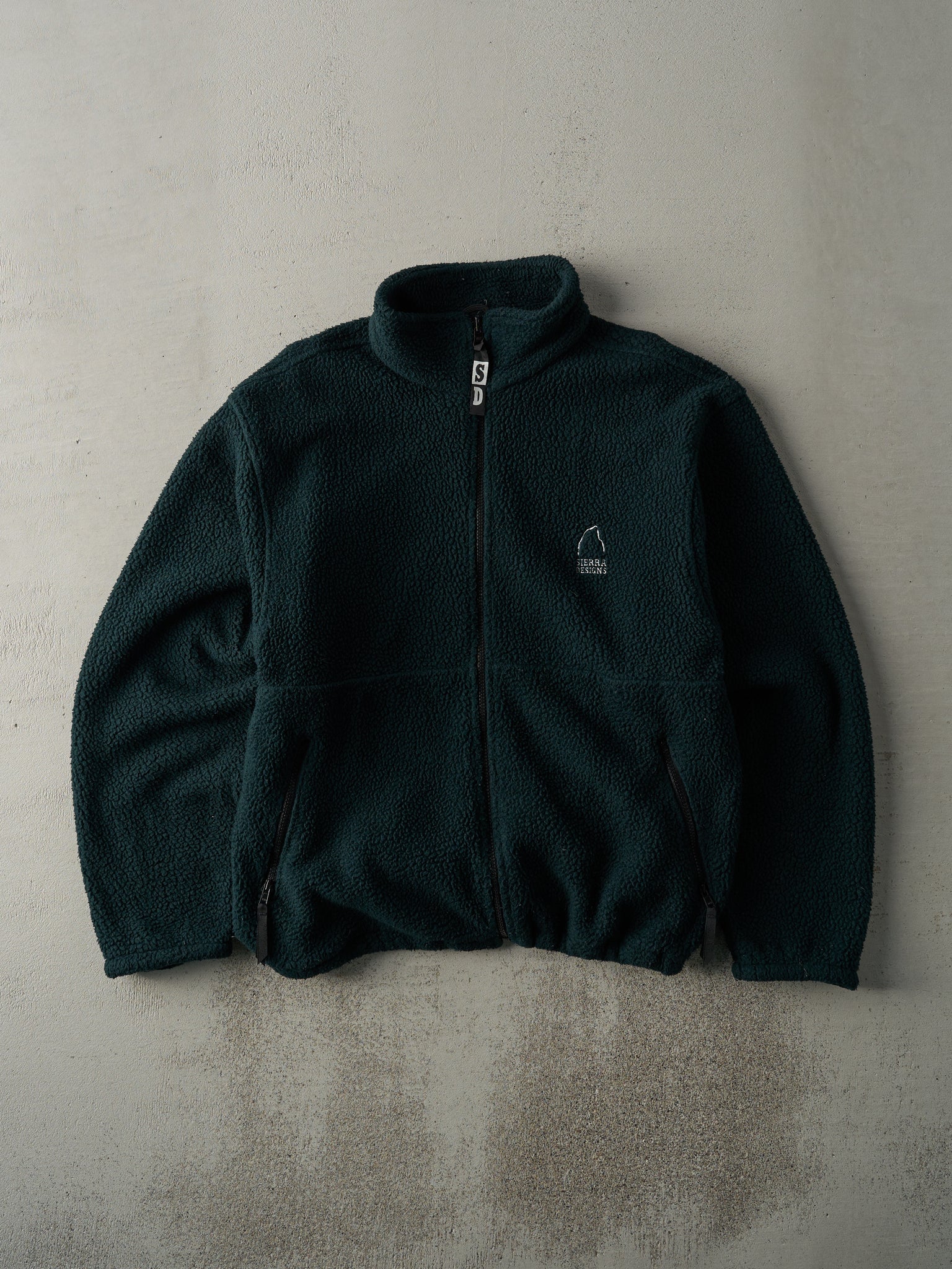 Vintage 90s Forest Green Sherpa Deep Pile Fleece Zip Up (L)