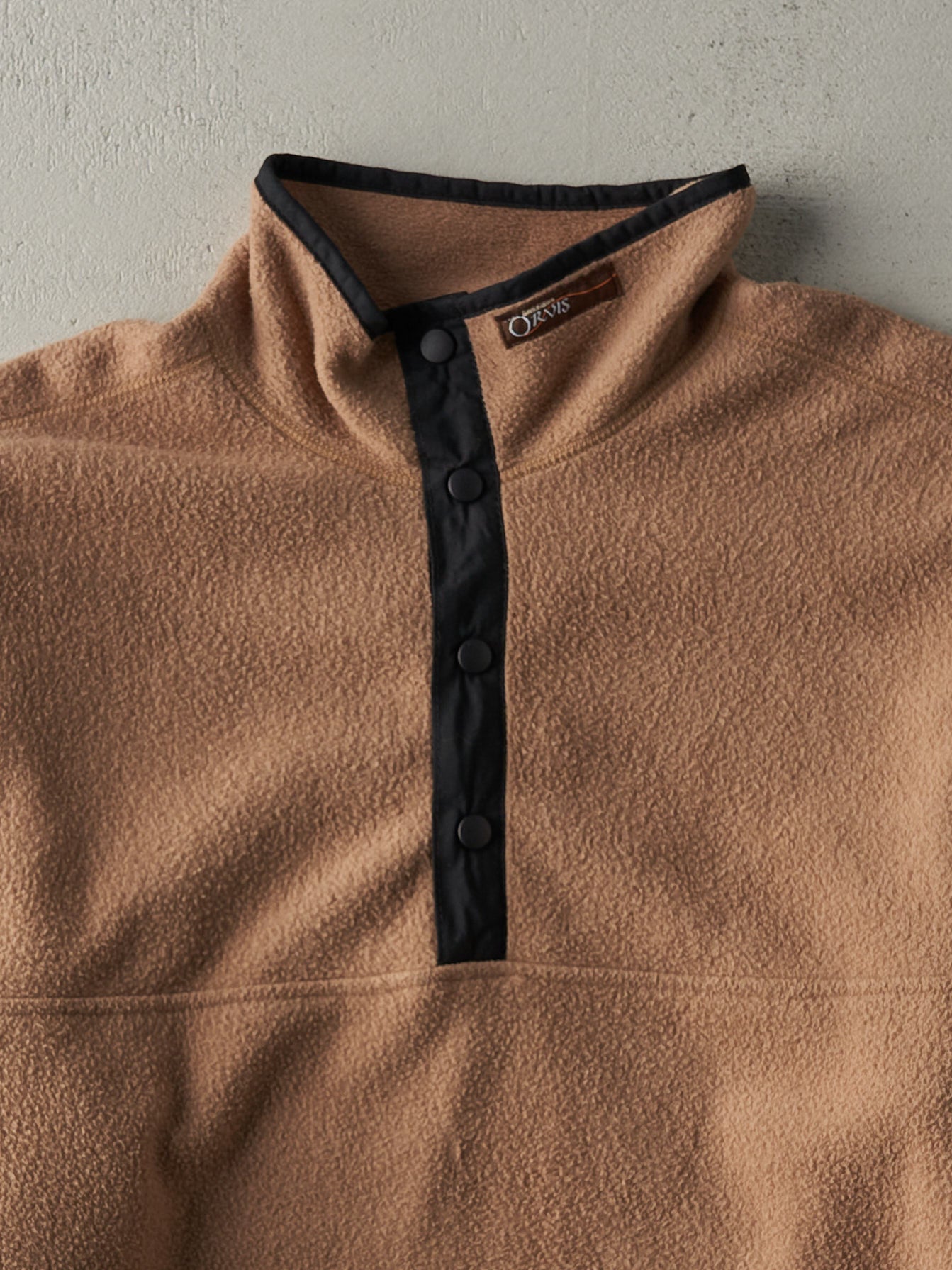 Vintage 90s Beige Quarter Button Fleece Sweater (XL)