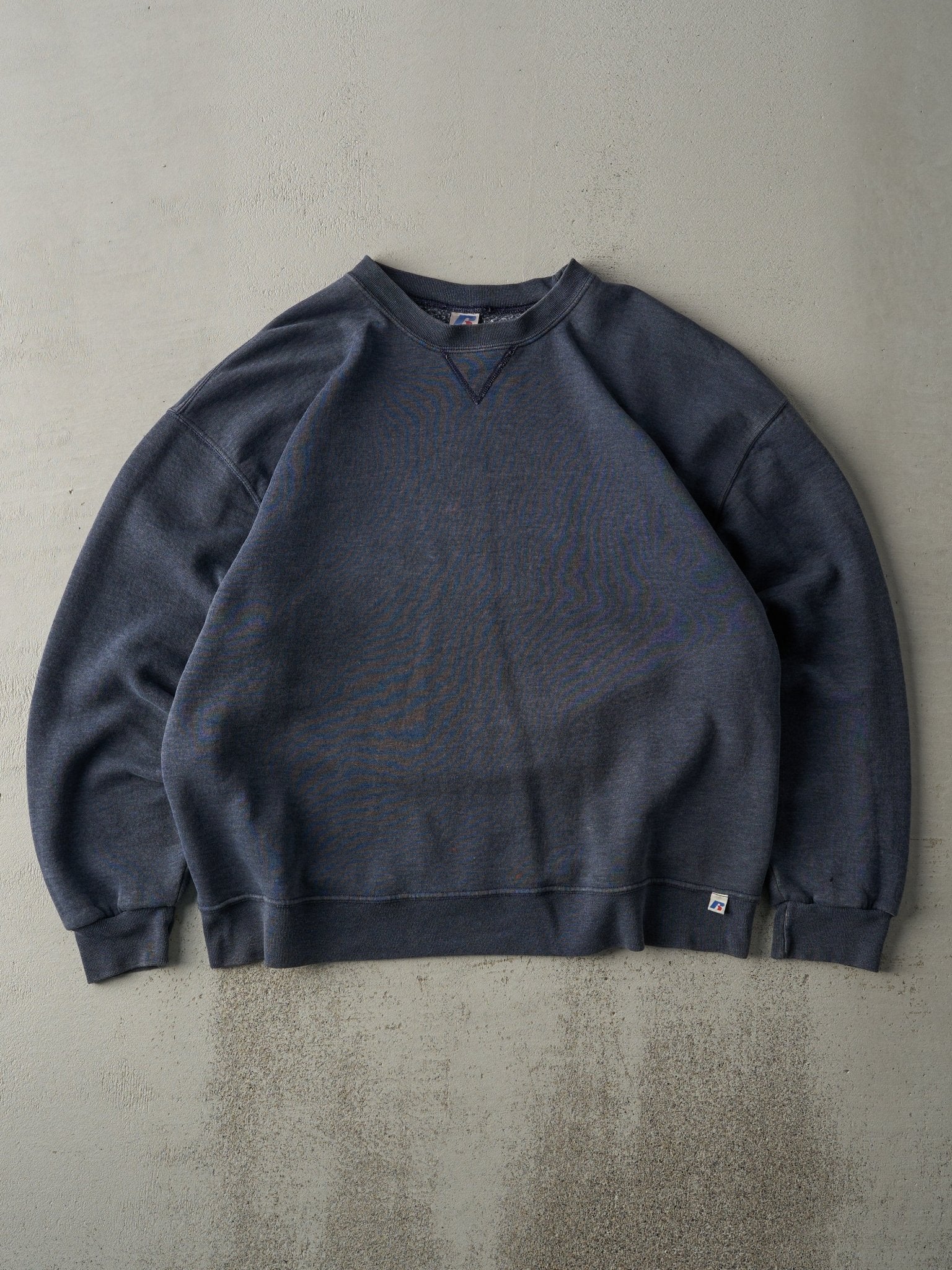 Vintage Y2K Washed Navy Russell Athletic Crewneck (L/XL)