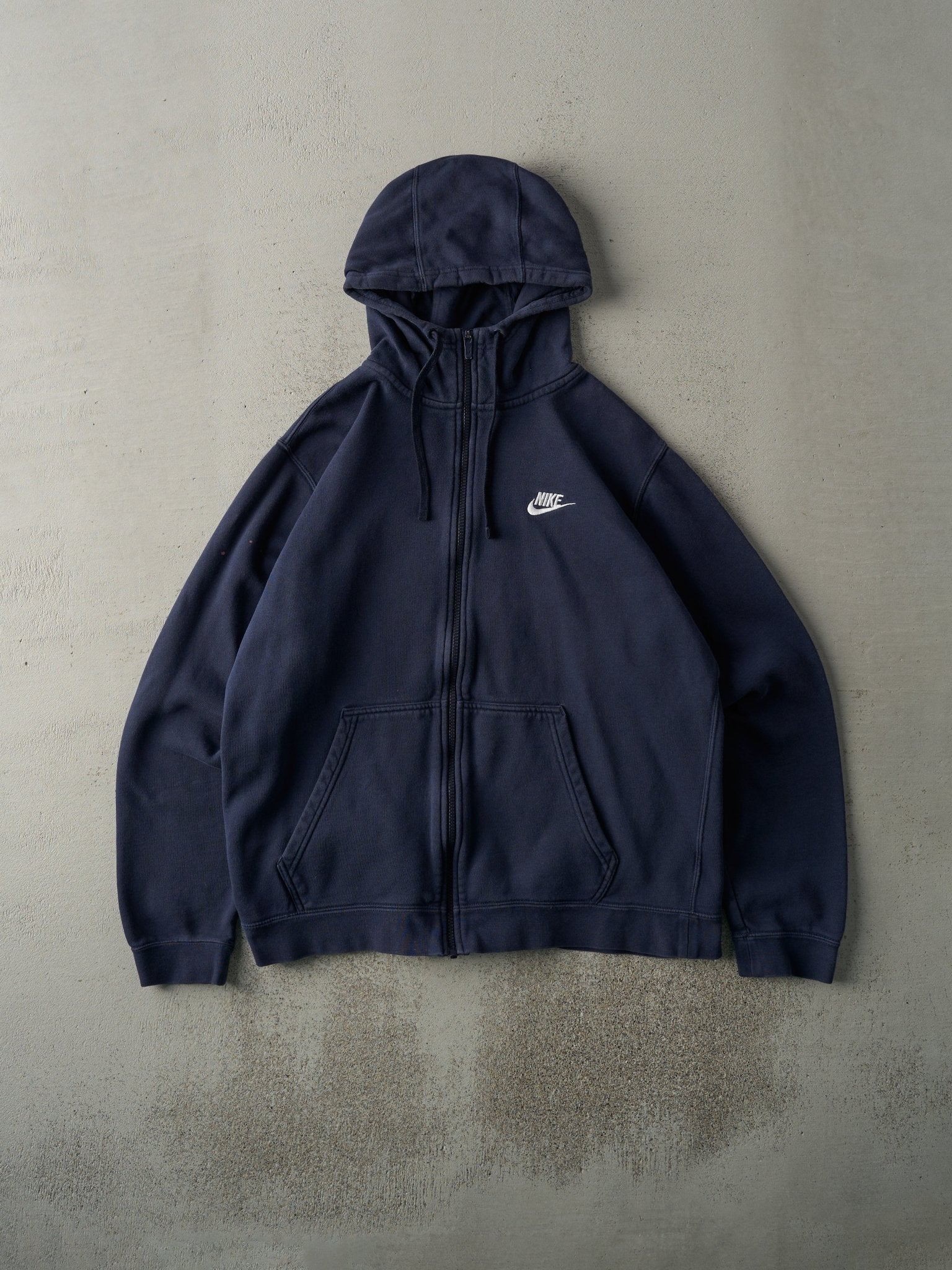 Vintage Y2K Navy Blue Nike Zip Up Hoodie (L)