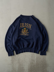 Vintage 90s Navy Blue Embroidered Notre Dame Fighting Irish Crewneck (L)