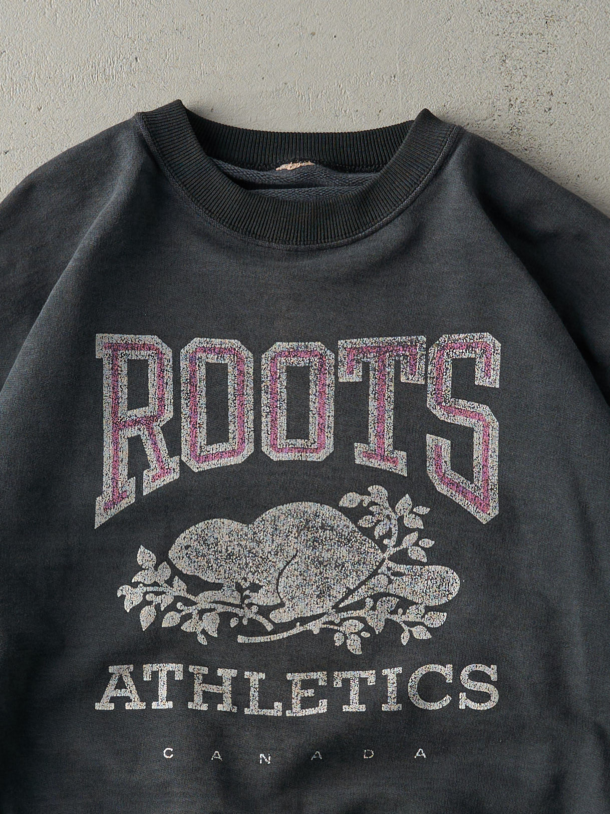 Vintage 80s Faded Black Roots Athletics Crewneck (M)