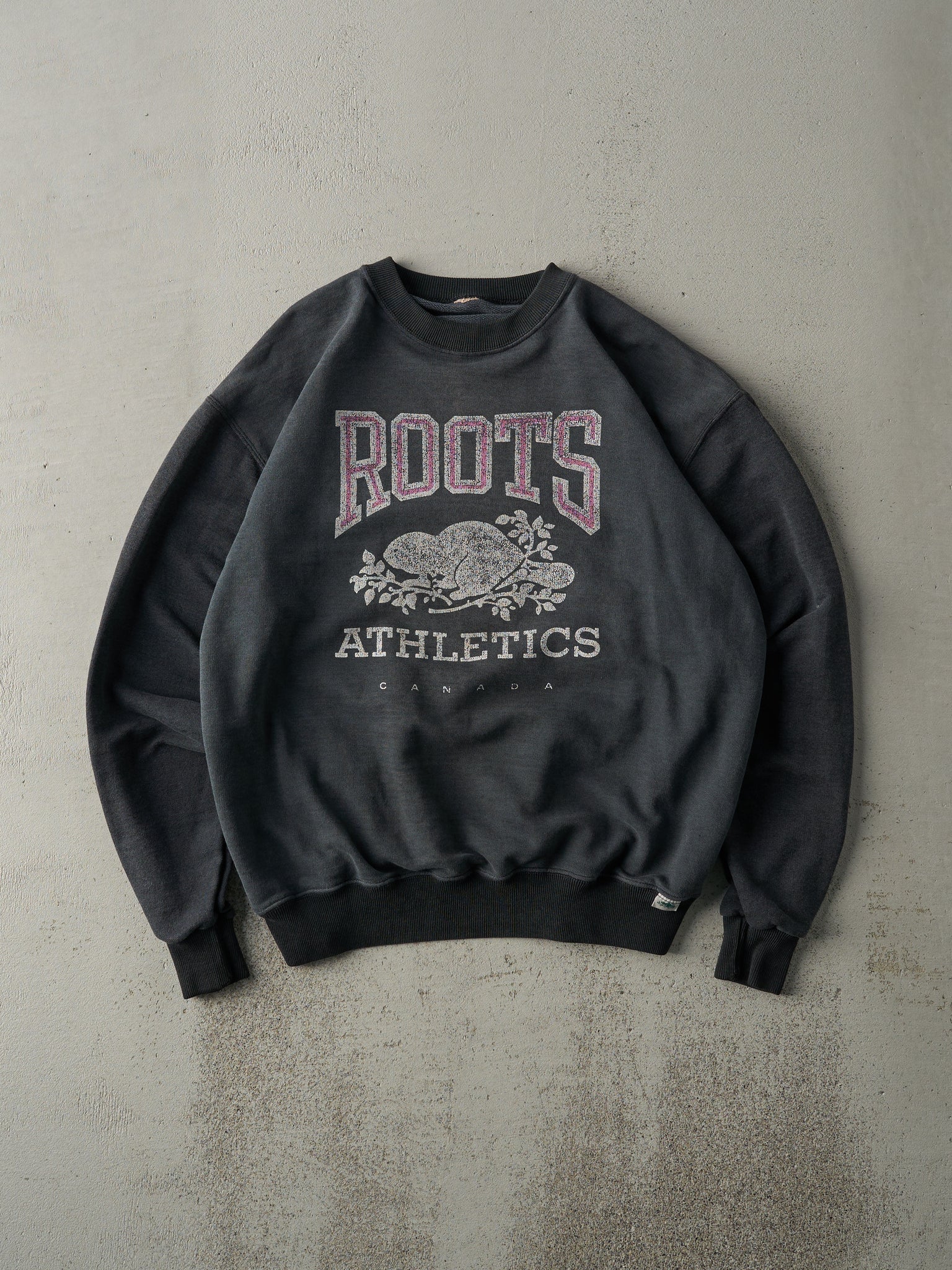 Vintage 80s Faded Black Roots Athletics Crewneck (M)