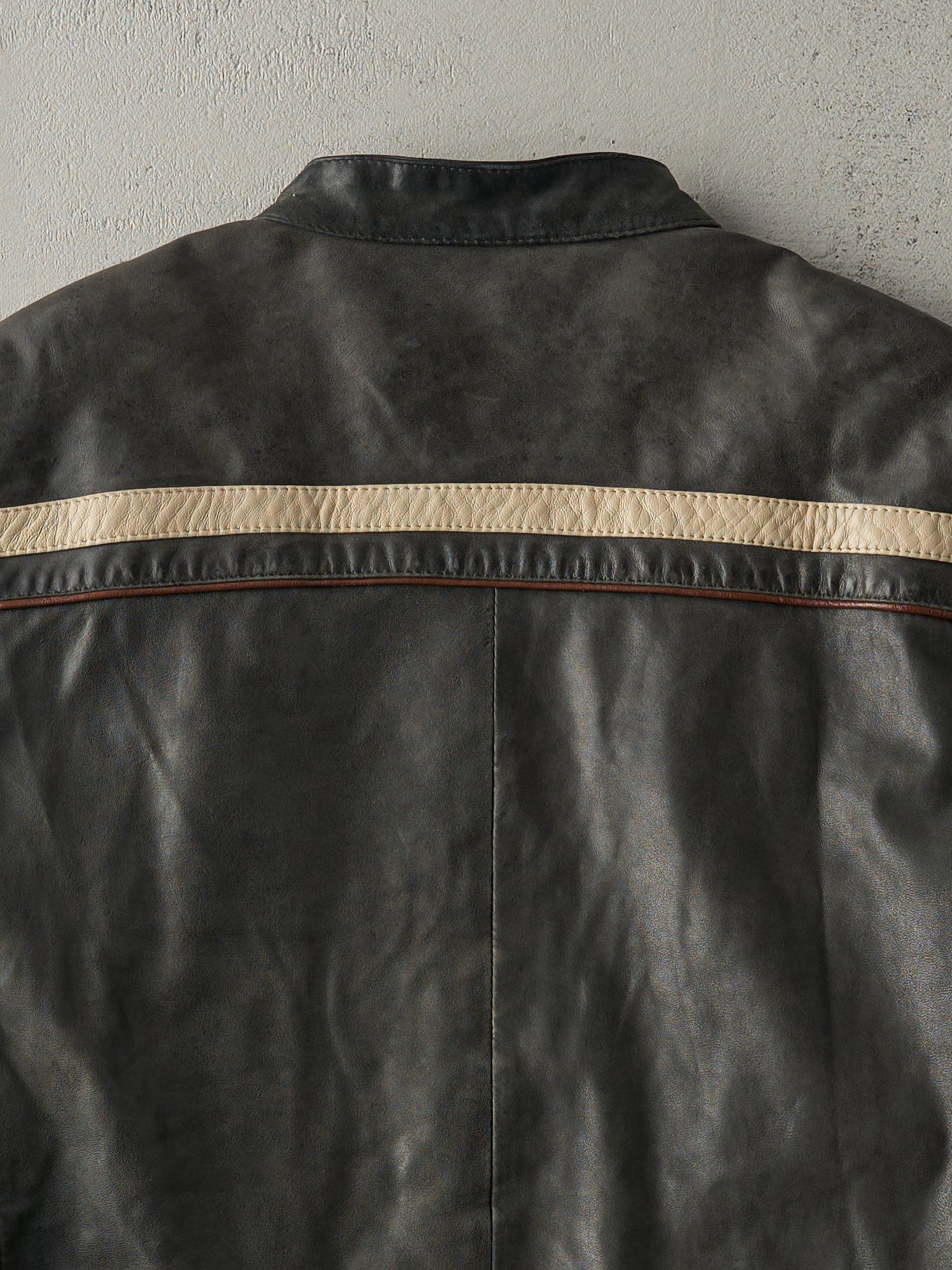 Vintage Y2K Grey and Beige Danier Leather Jacket (S/M)