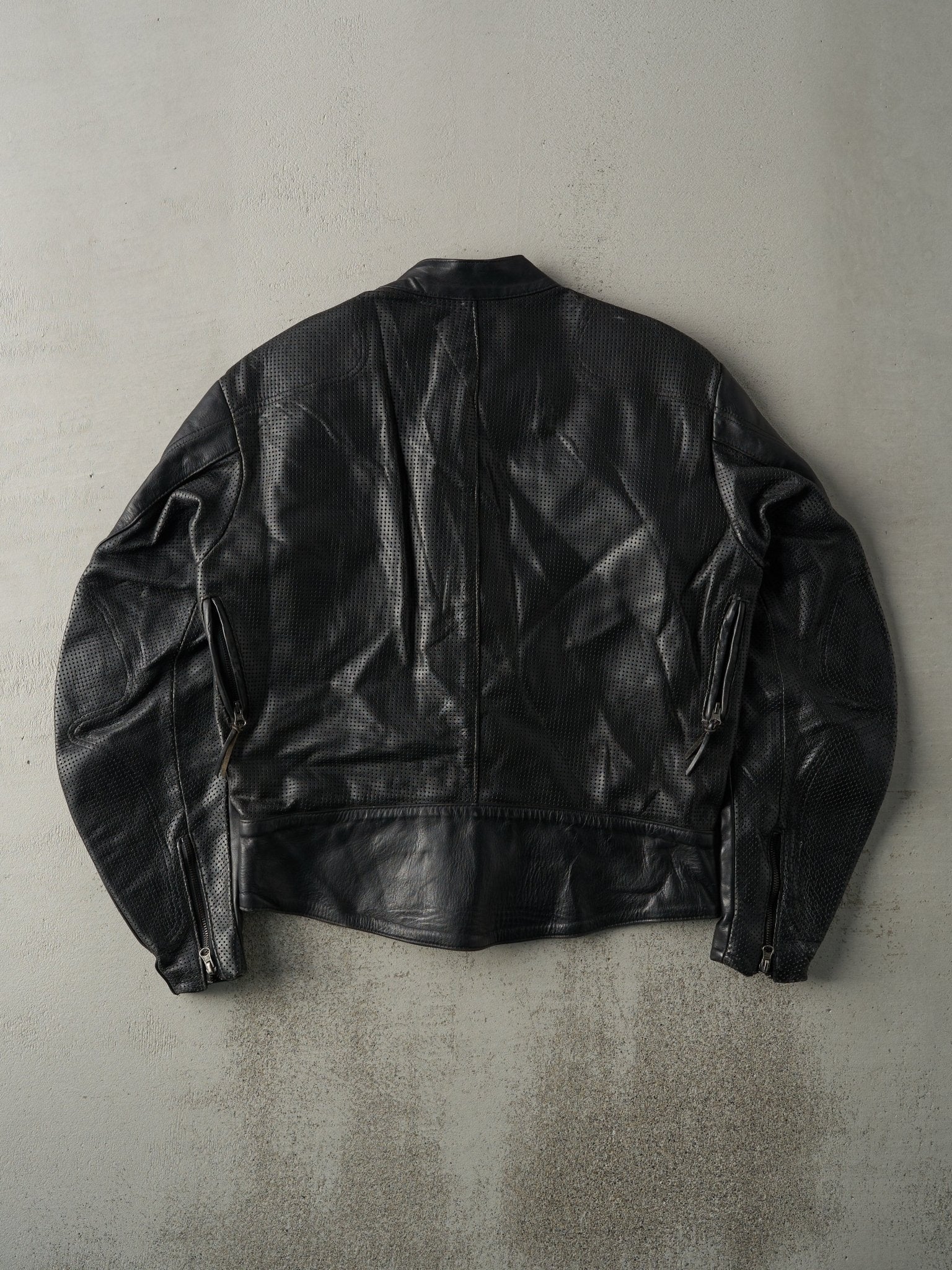 Vintage 90s Black Perforated Vanson Leather Biker Jacket (M)