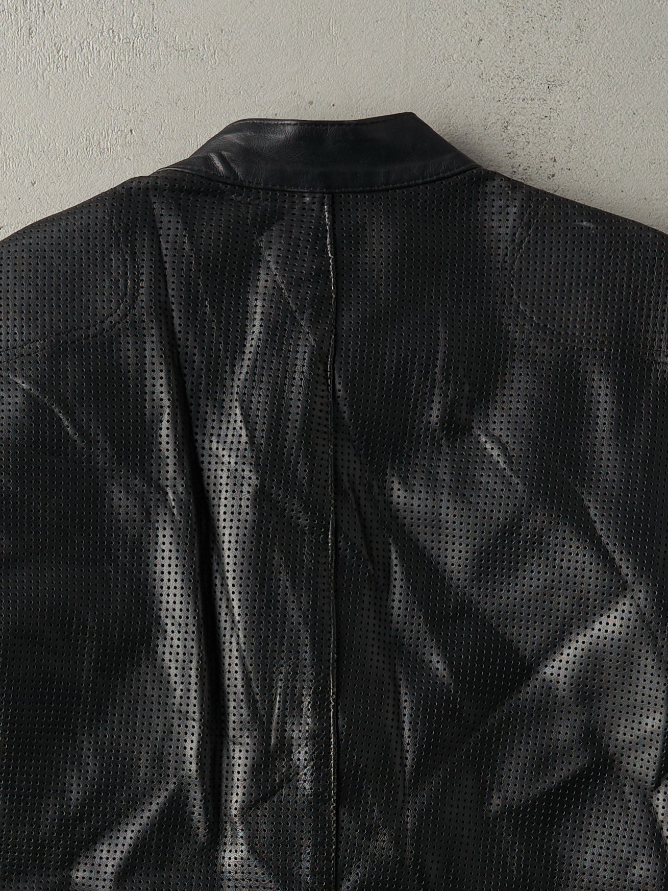 Vintage 90s Black Perforated Vanson Leather Biker Jacket (M)
