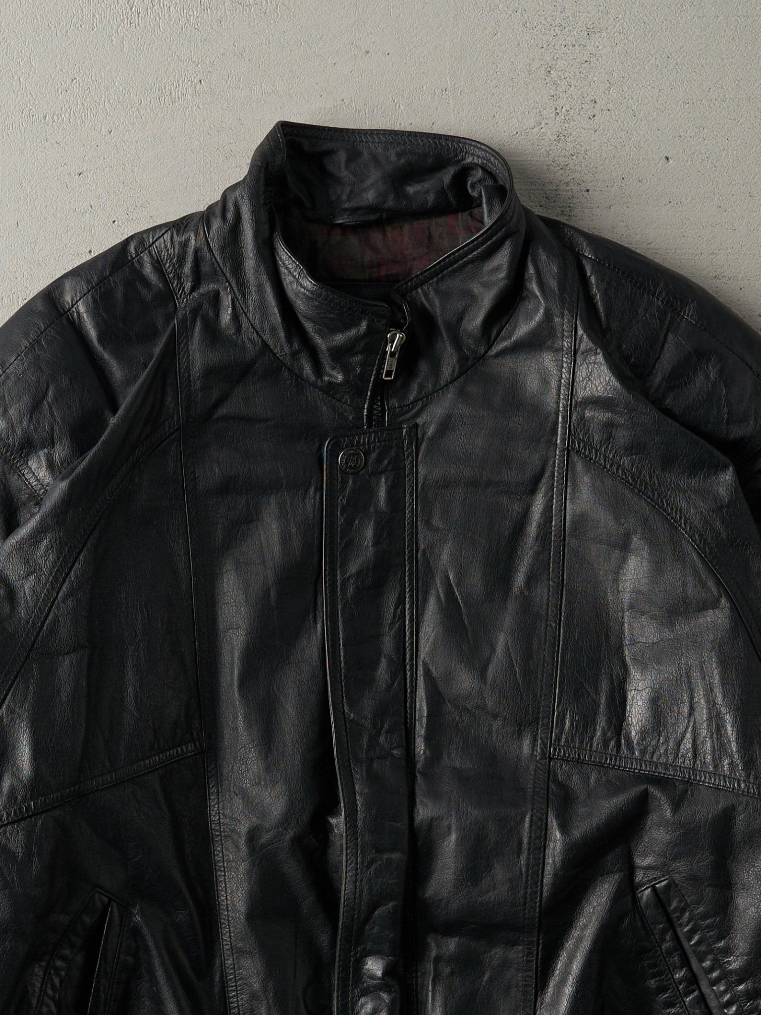 Vintage 80s Black Todays News Leather Jacket (L)
