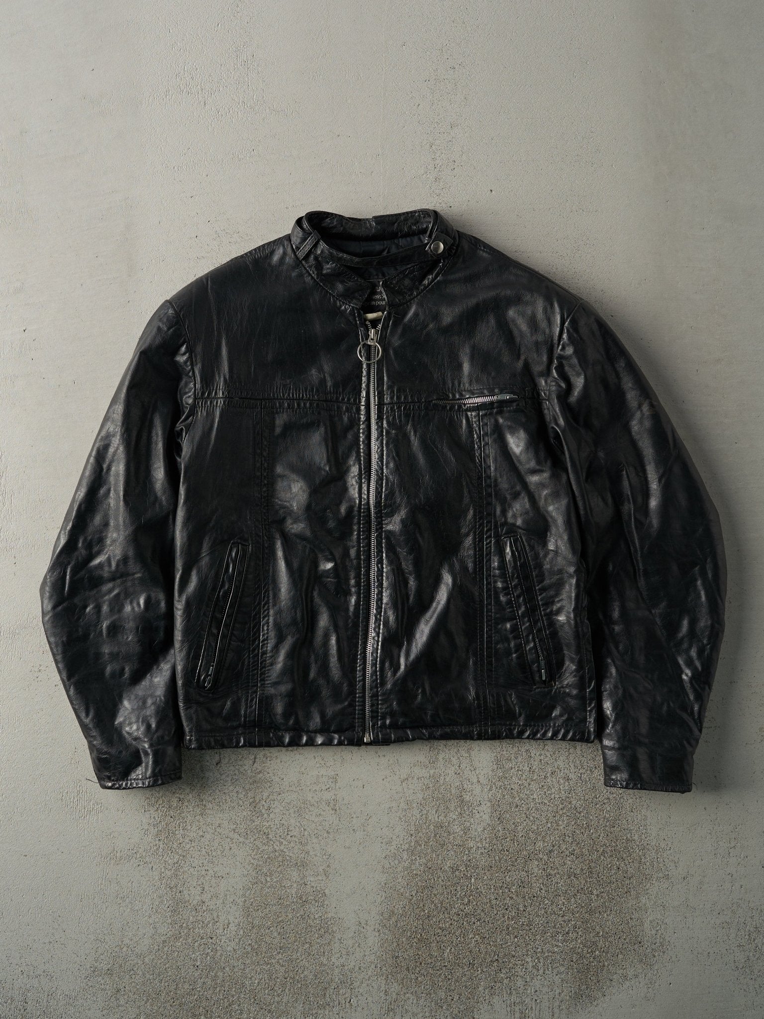 Vintage 90s Black Sears Biker Jacket (M)