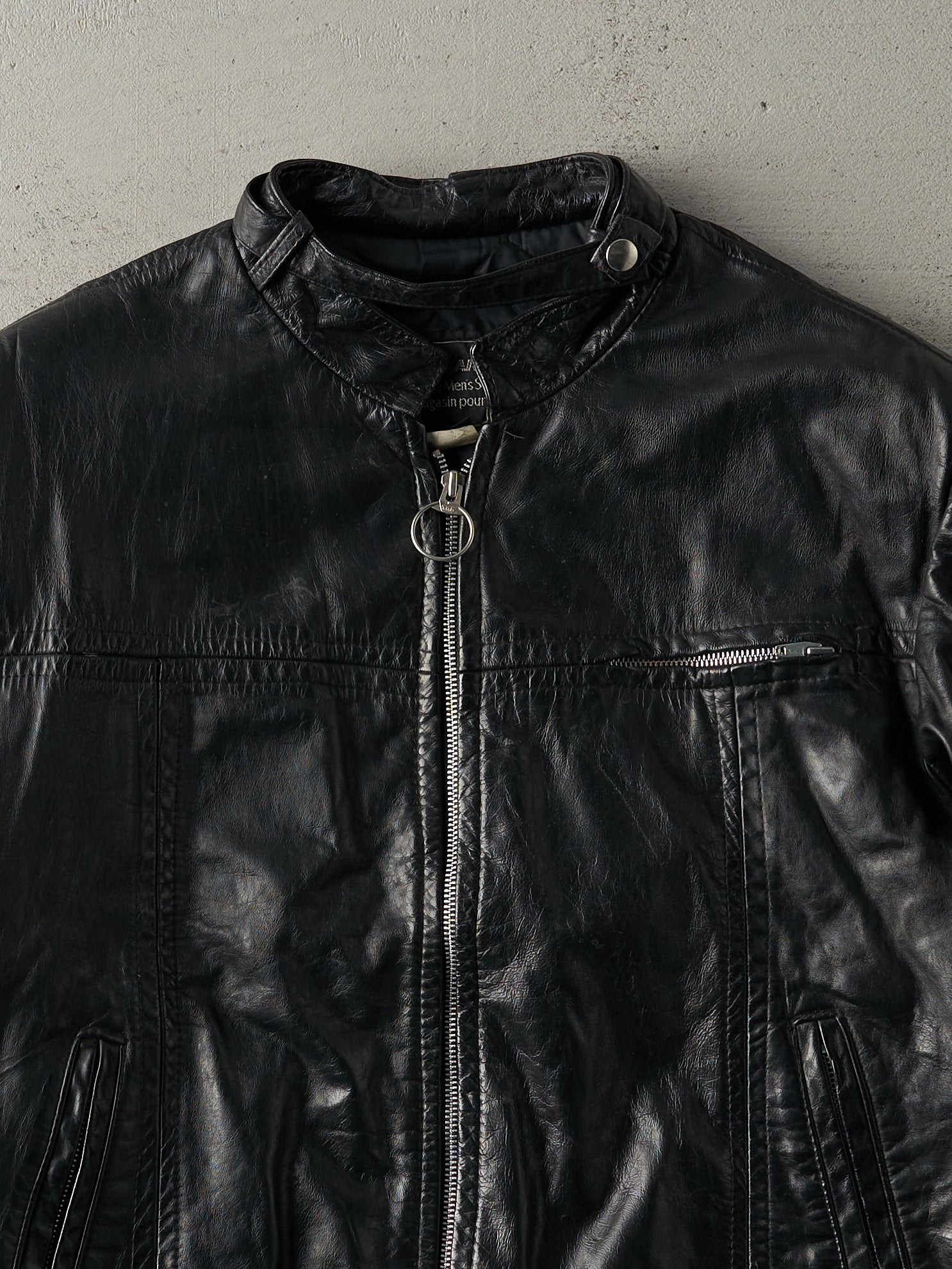 Vintage 90s Black Sears Biker Jacket (M)