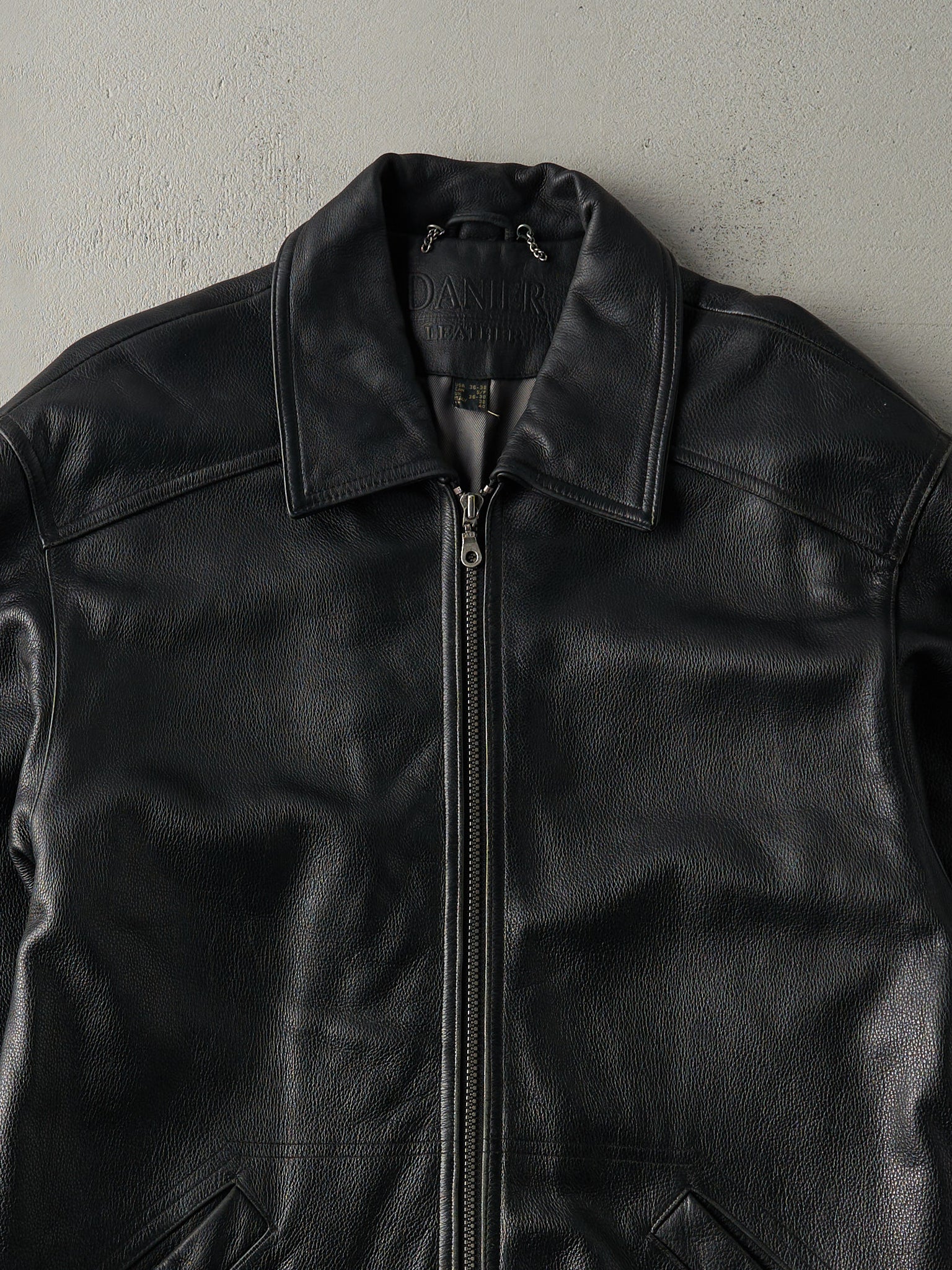 Vintage 90s Black Danier Long Leather Jacket (M)