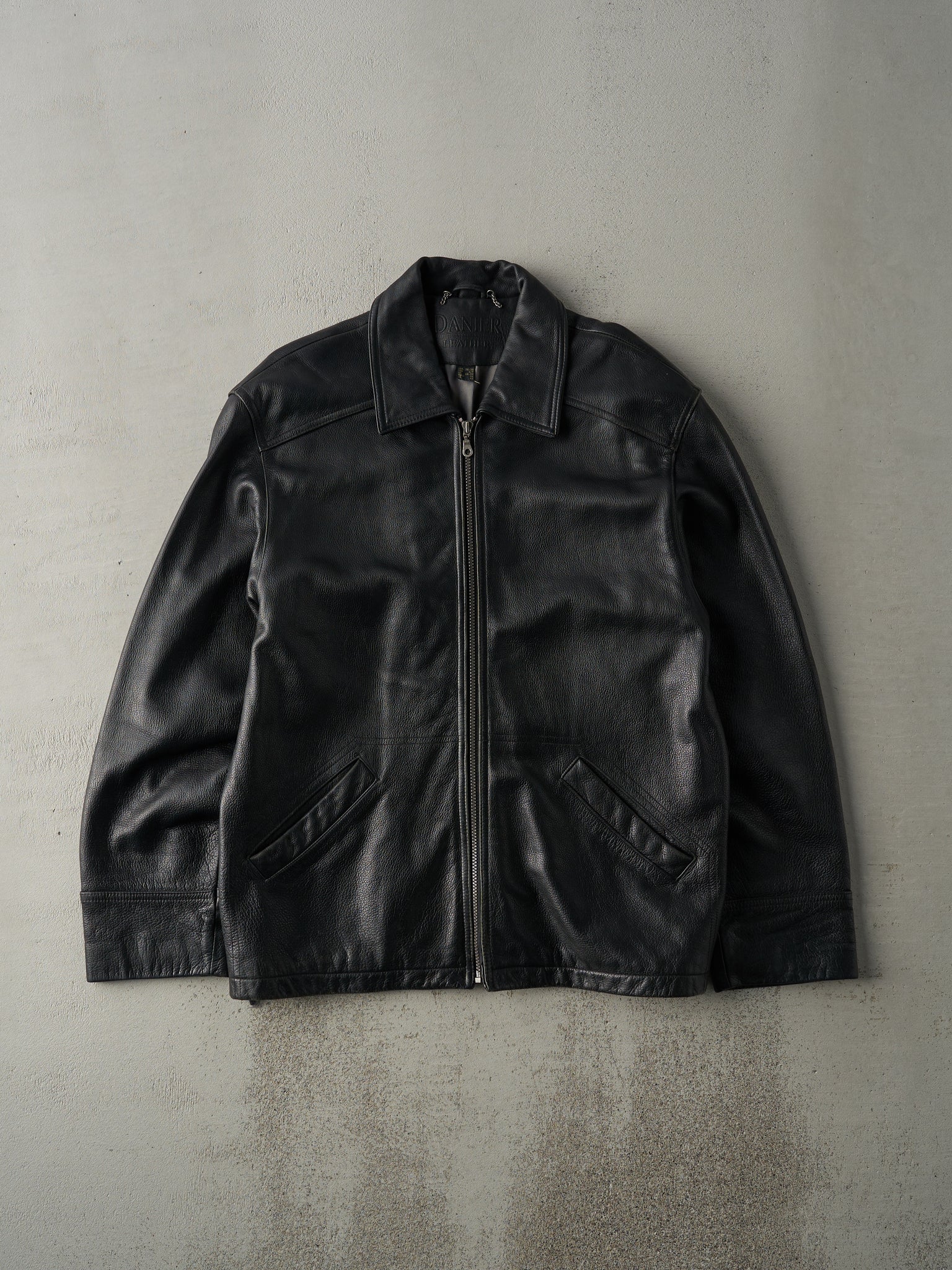 Vintage 90s Black Danier Long Leather Jacket (M)