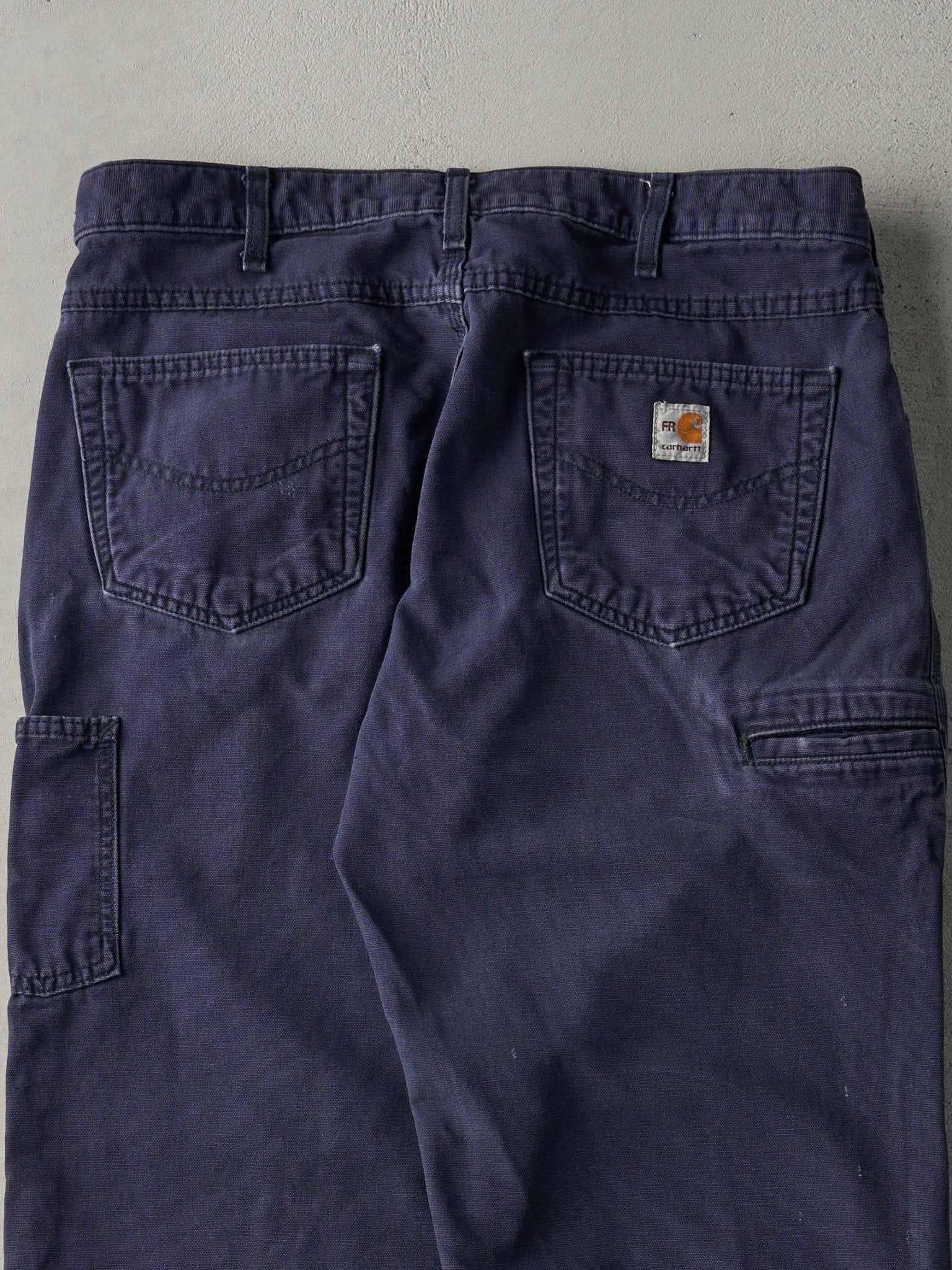 Vintage Y2K Navy Blue Loose Fit Carhartt Fire Resistant Work Pants (35x29)