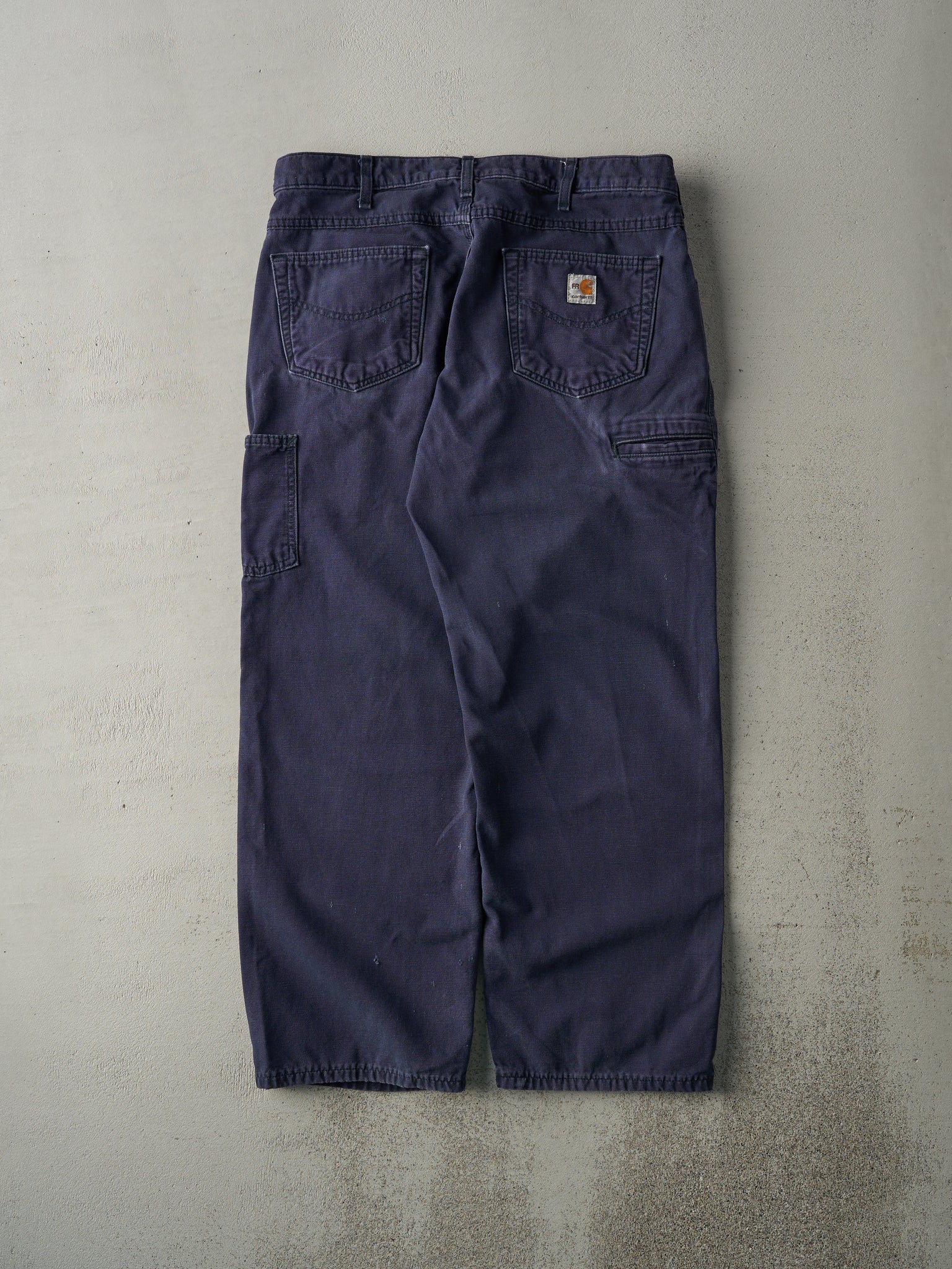 Vintage Y2K Navy Blue Loose Fit Carhartt Fire Resistant Work Pants (35x29)
