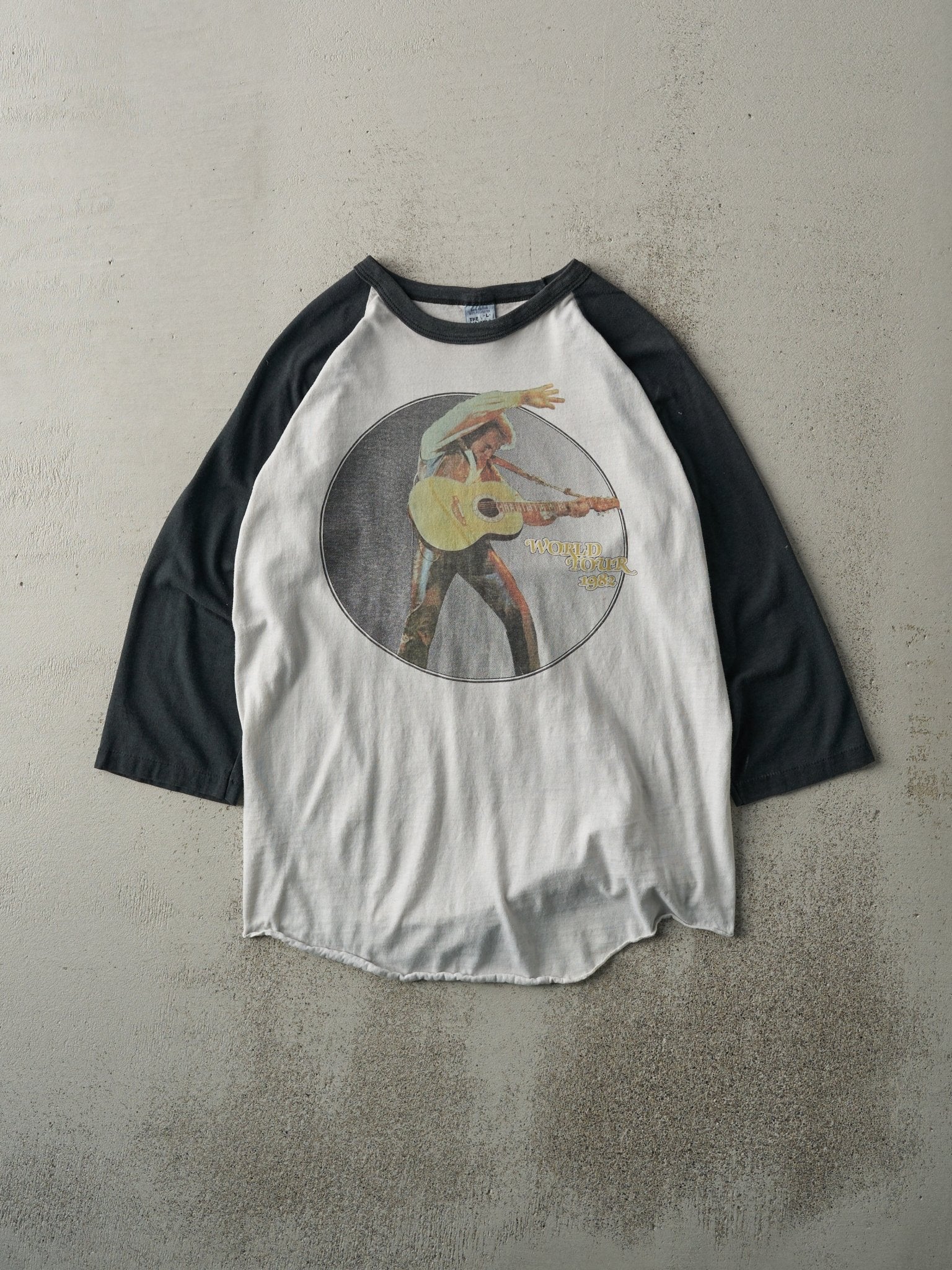 Vintage 82' Black and White Neil Diamond World Tour 3/4 Sleeve Tee (S)