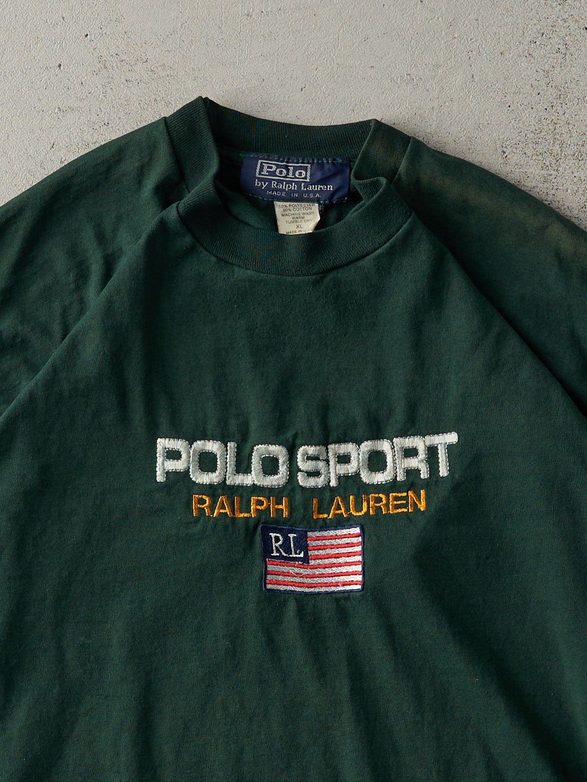 Vintage 90s Green Polo Sport Embroidered Single Stitch Tee (L)
