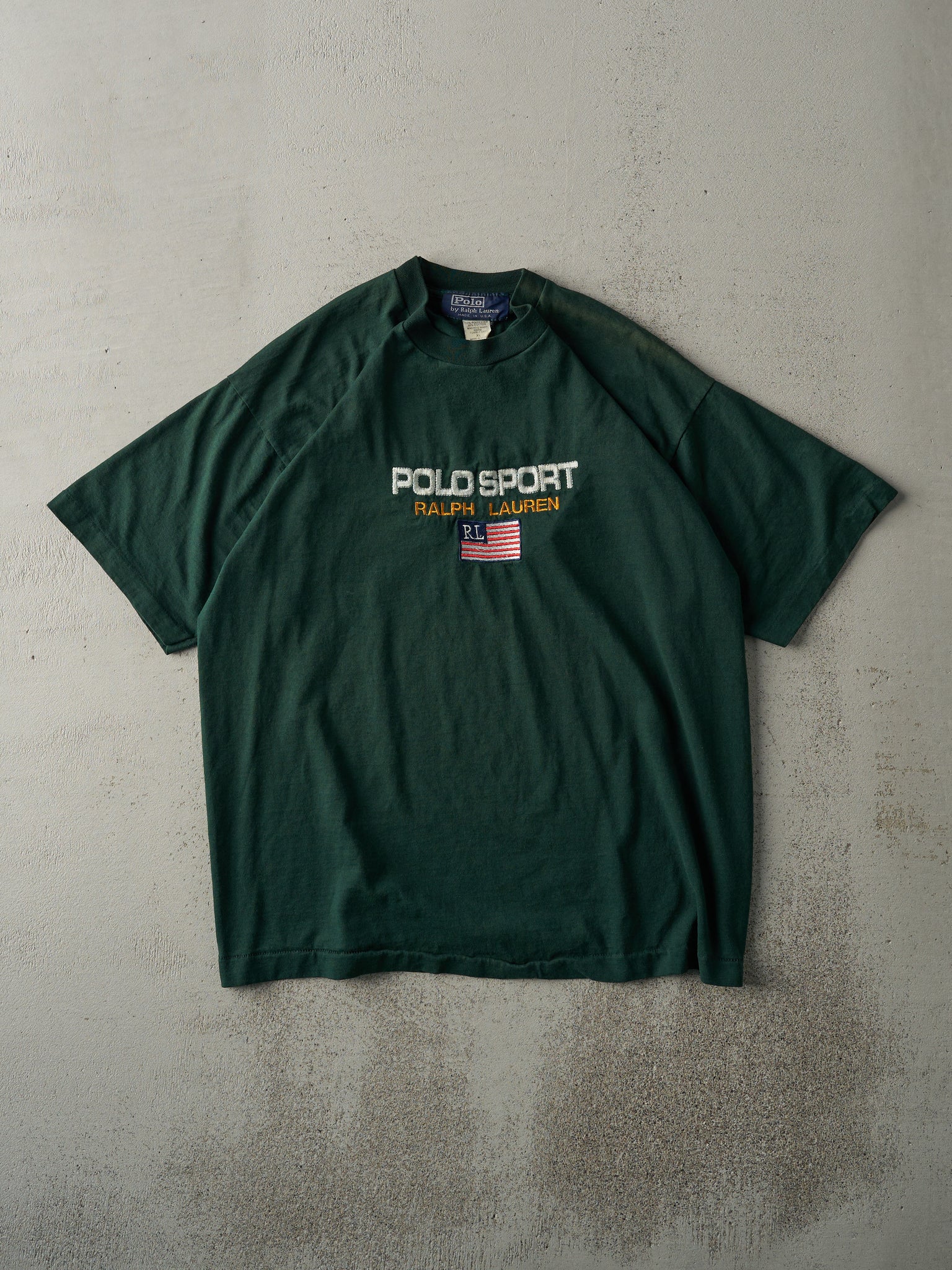 Vintage 90s Green Polo Sport Embroidered Single Stitch Tee (L)