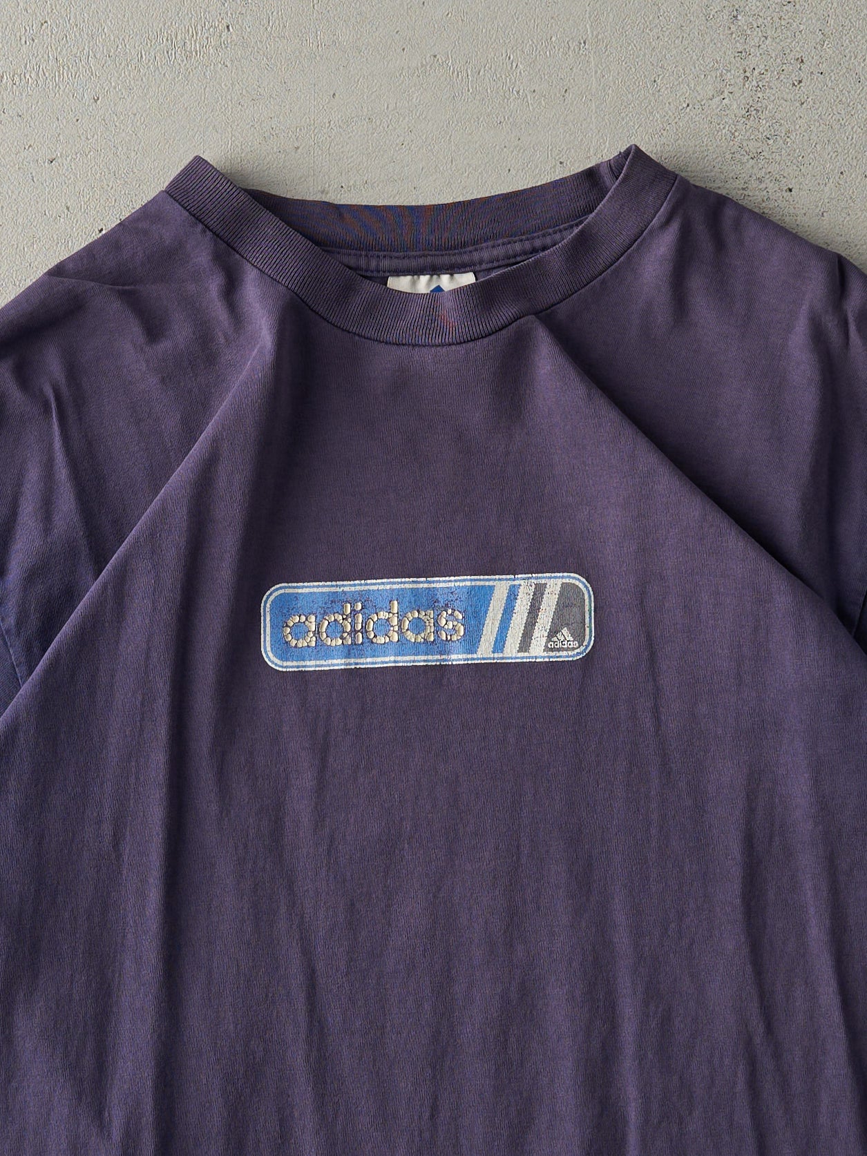 Vintage Y2K Navy Faded Blue Adidas Logo Tee (M)