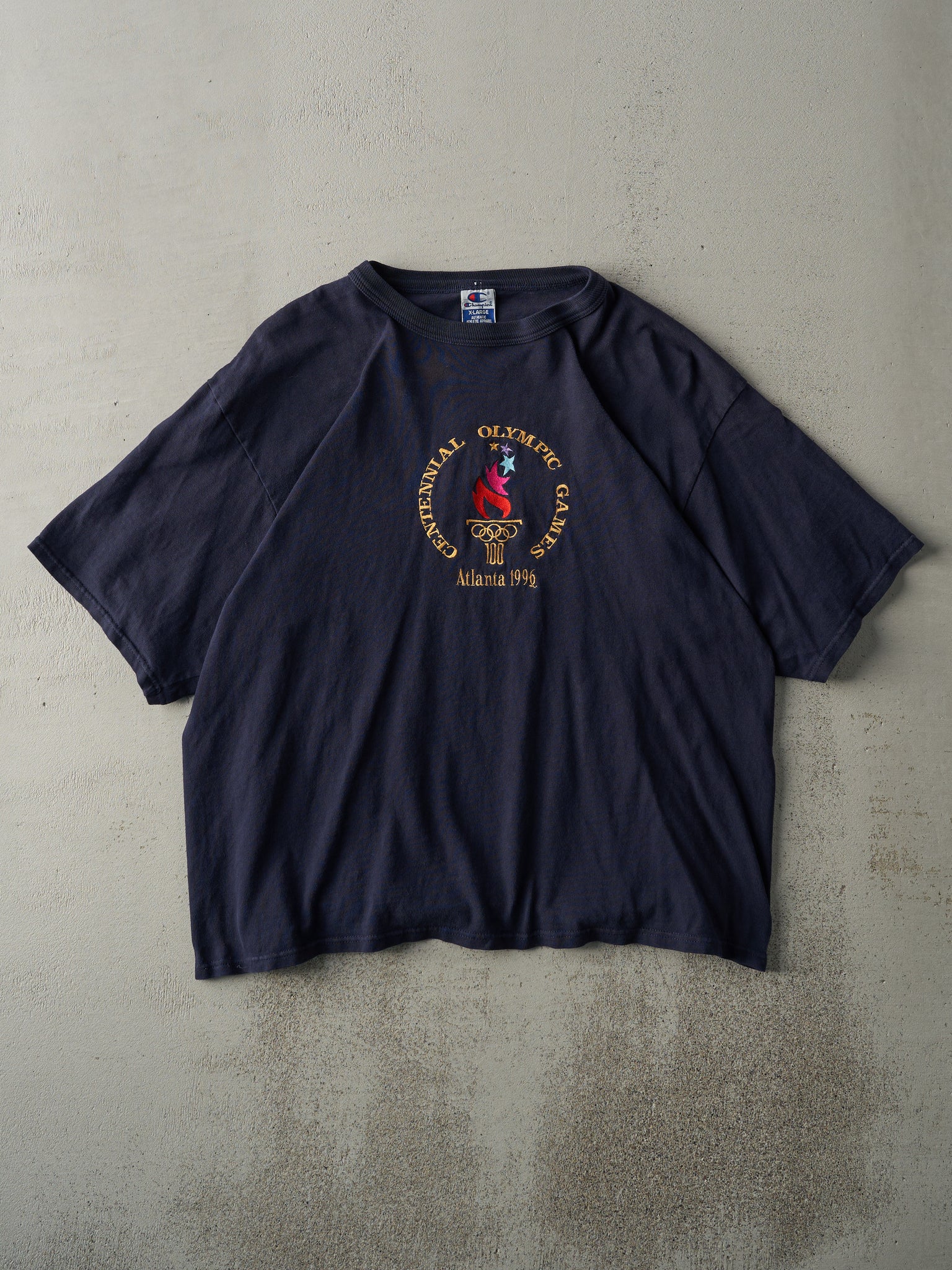 Vintage 96' Navy Blue Embroidered Atlanta Olympics Champion Tee (L)