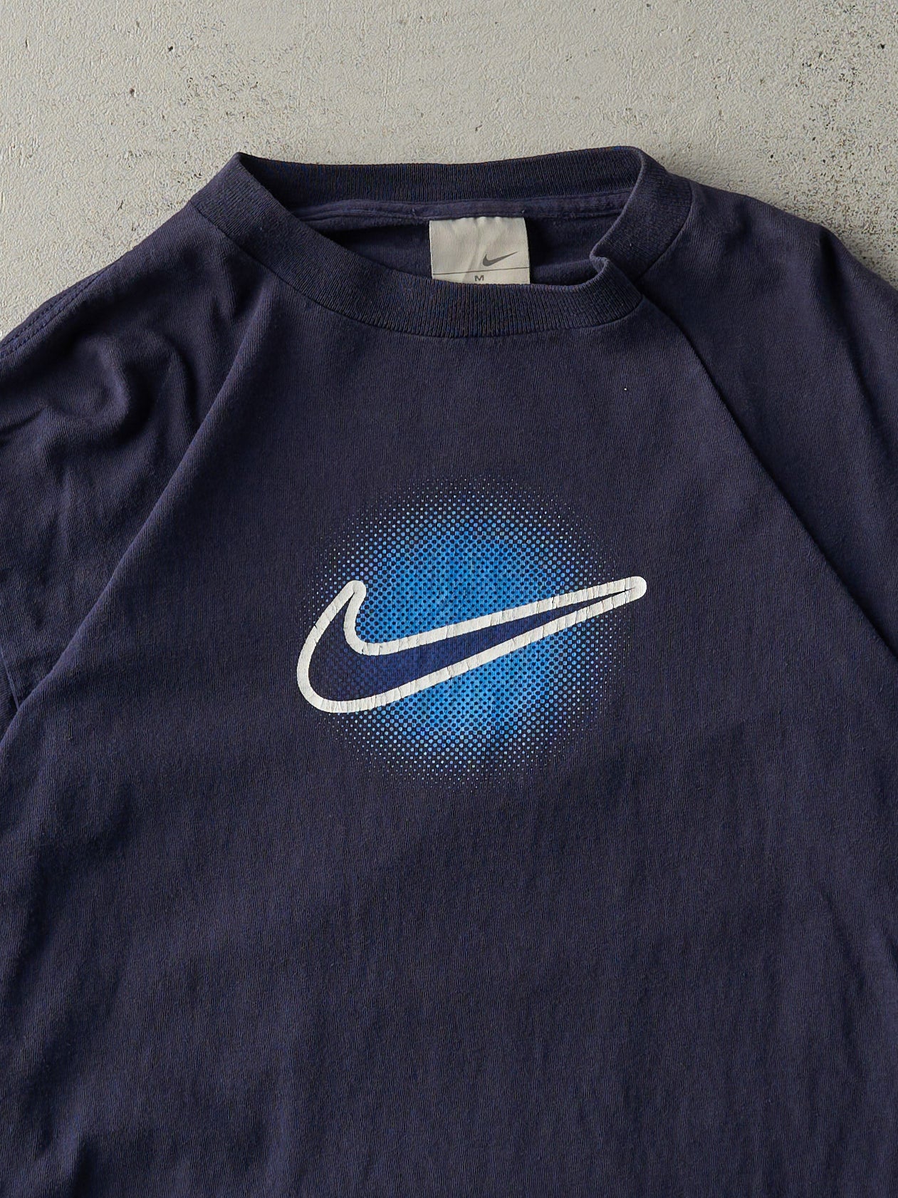 Vintage Y2K Navy Blue Nike Swoosh Tee (S/M)