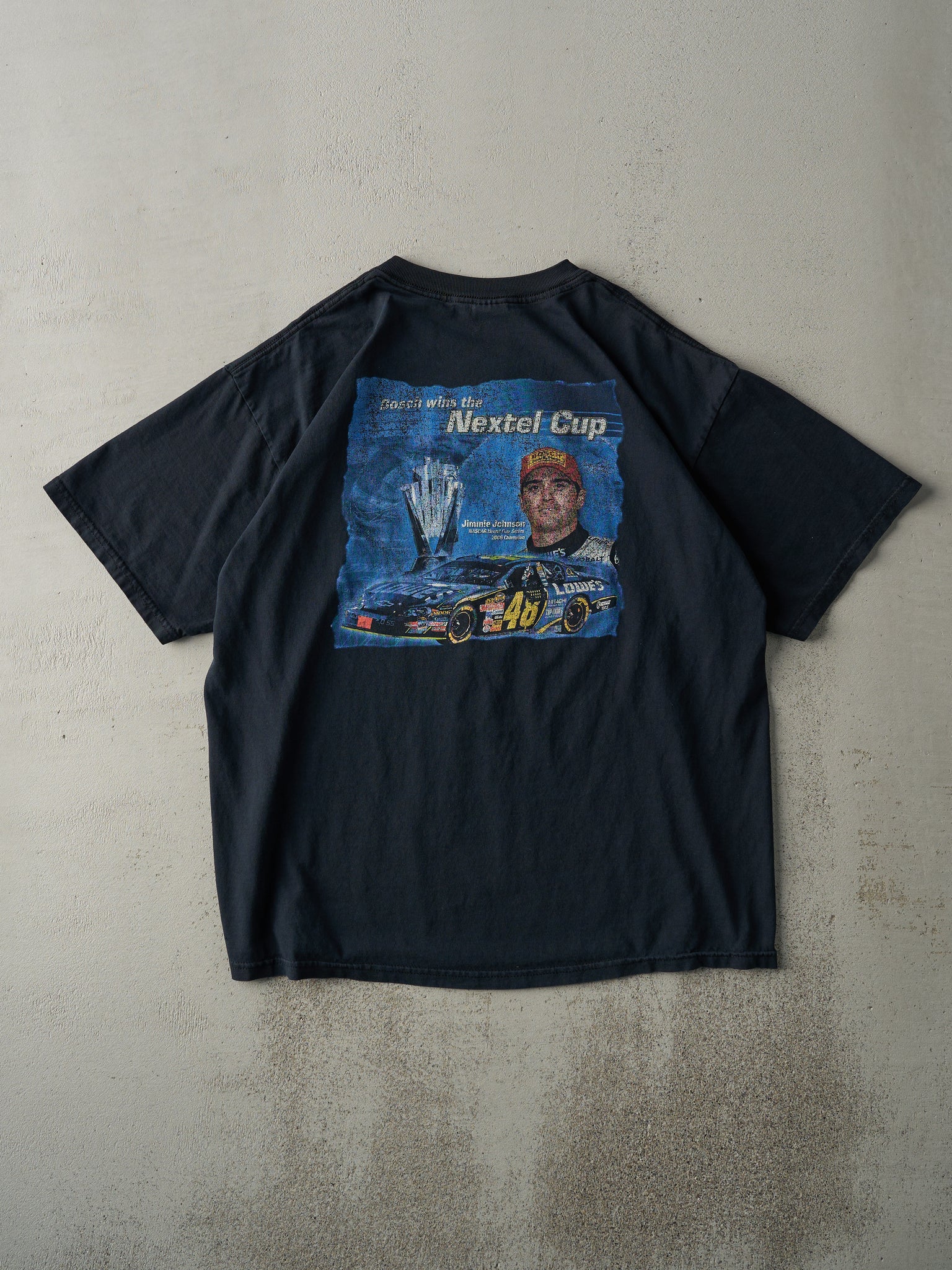 Vintage 06' Faded Black Jimmie Johnson Nascar Nextel Cup Champion Racing Tee (L)