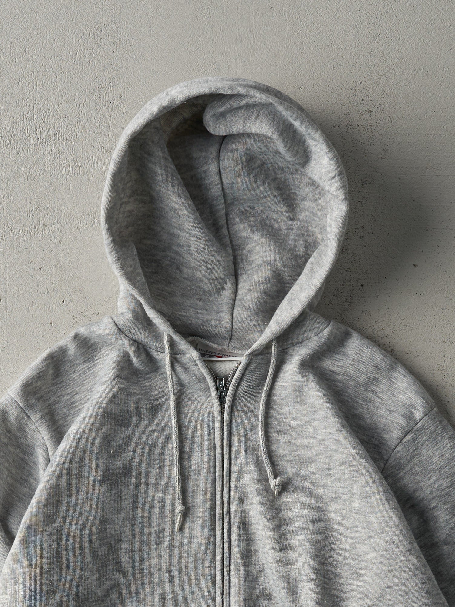 Vintage 80s Heather Grey Blank Zip Up Hoodie (M)