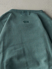 Vintage 90s Washed Green Embroidered Logo Crewneck (L)