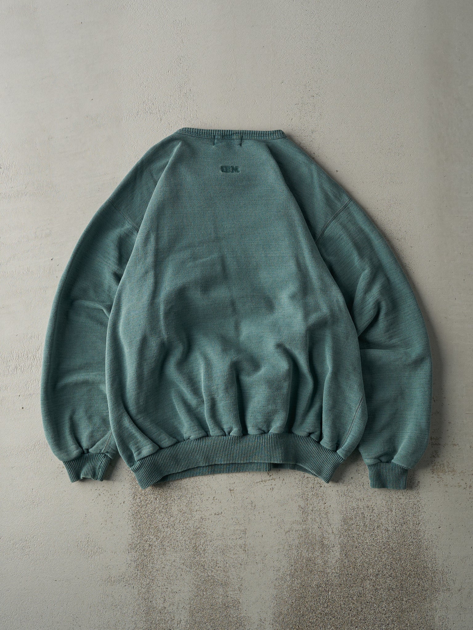 Vintage 90s Washed Green Embroidered Logo Crewneck (L)