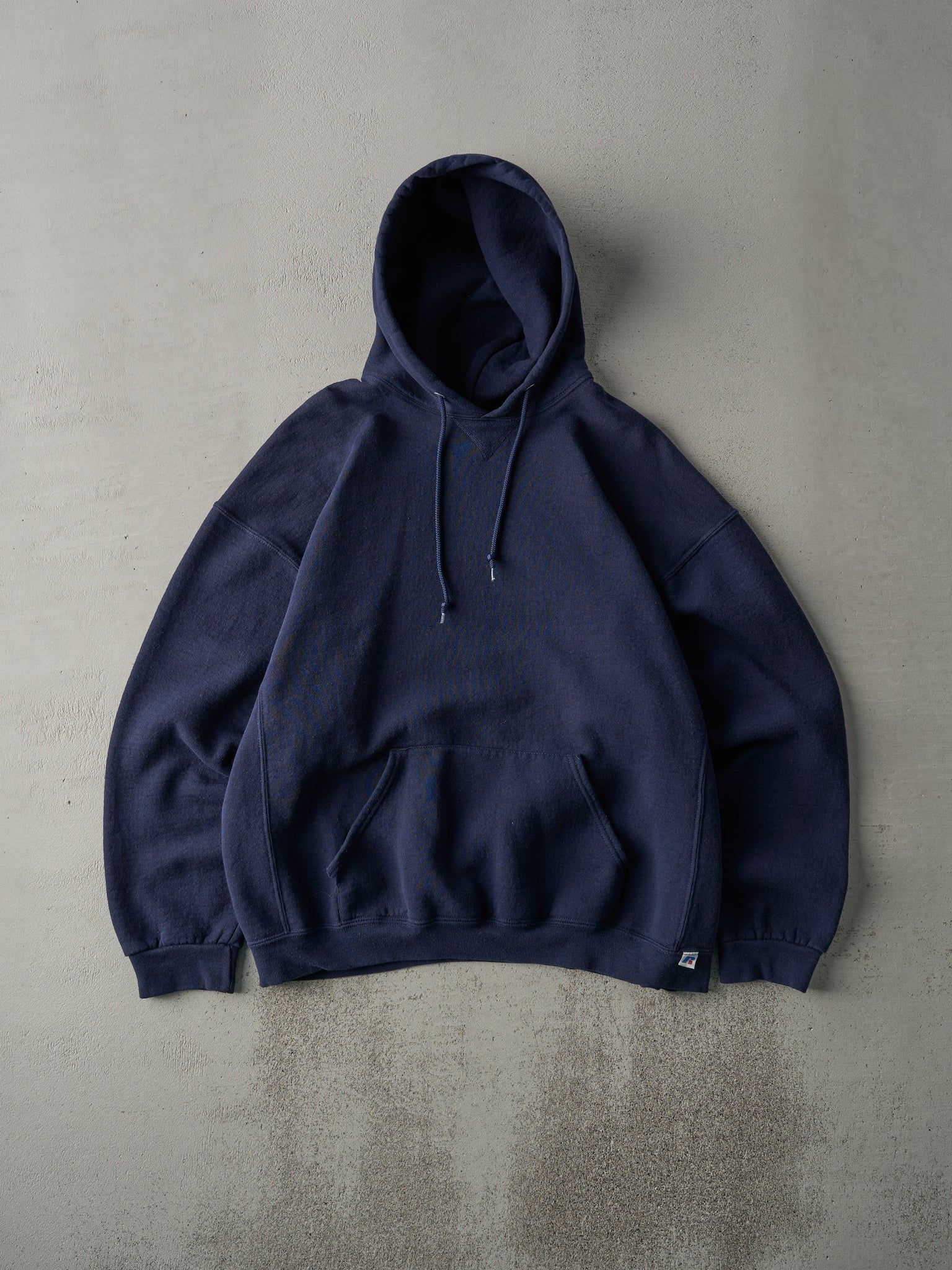 Vintage Y2K Navy Blue Blank Russell Athletic Boxy Hoodie (L)