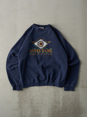 Vintage 90s Navy Blue Notre Dame Fighting Irish Embroidered Crewneck (S)