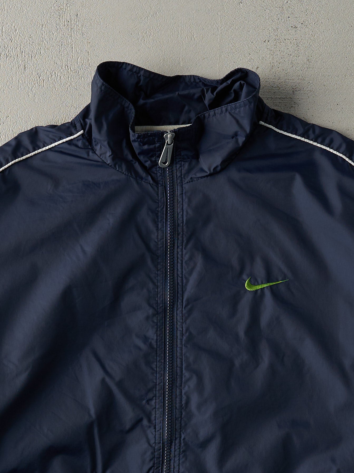 Vintage 90s Navy Blue Nike Zip Up Windbreaker Jacket (L)