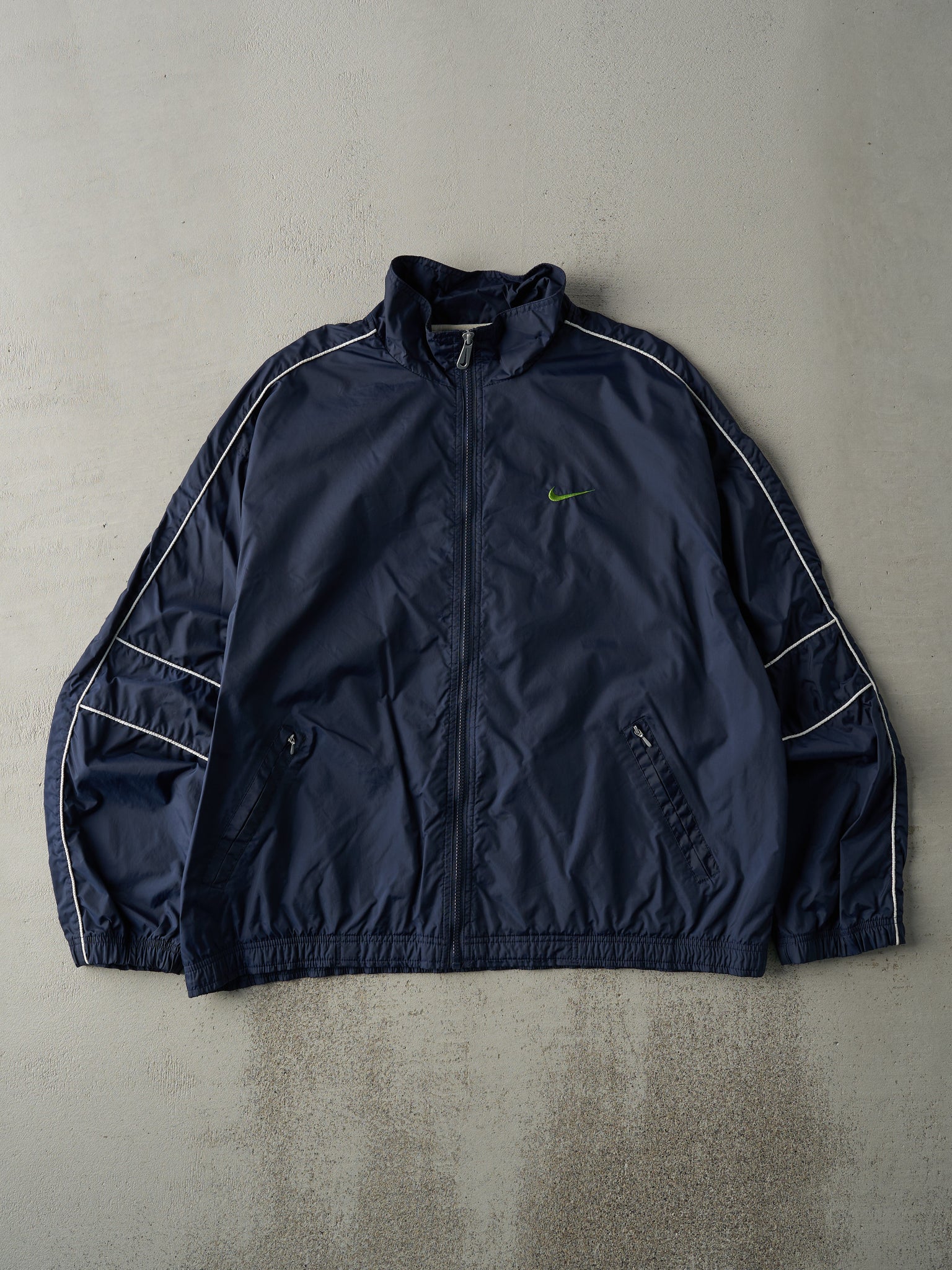 Vintage 90s Navy Blue Nike Zip Up Windbreaker Jacket (L)