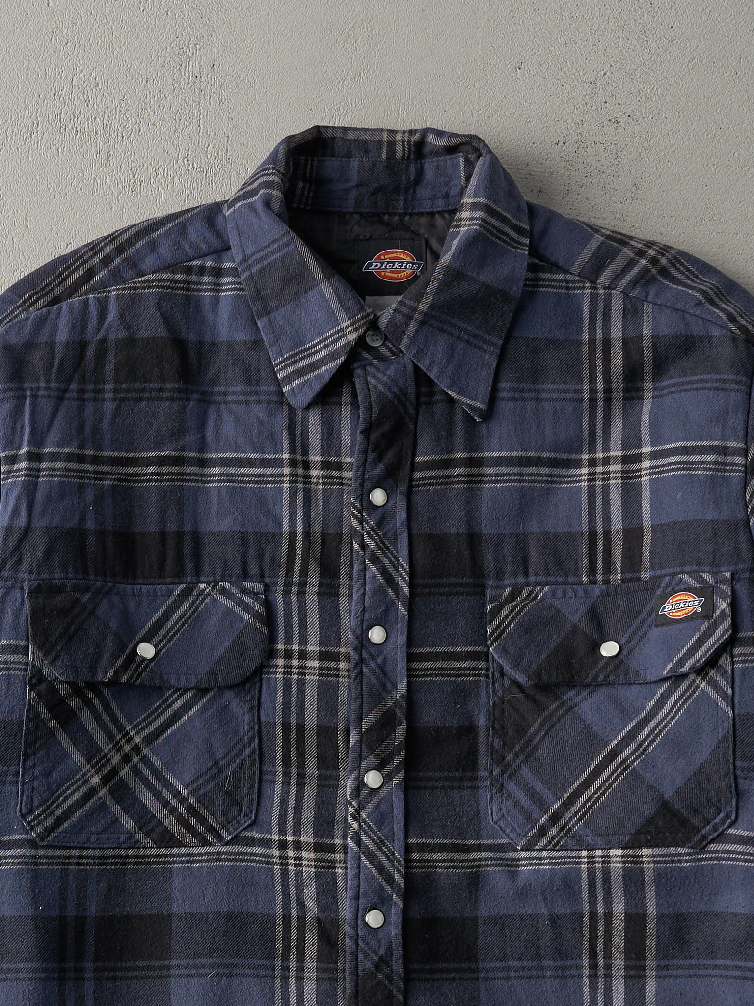 Vintage 90s Navy Blue Quilt Lined Dickies Flannel Jacket (L)