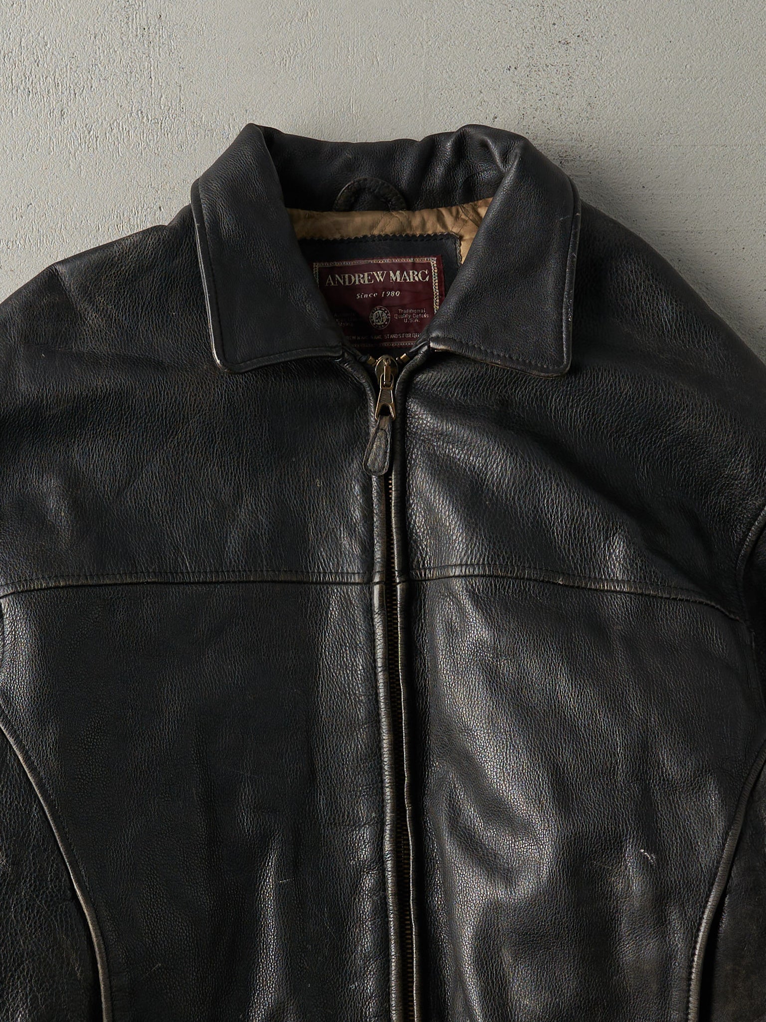 Vintage 80s Black Andrews Marc Leather Jacket (M)