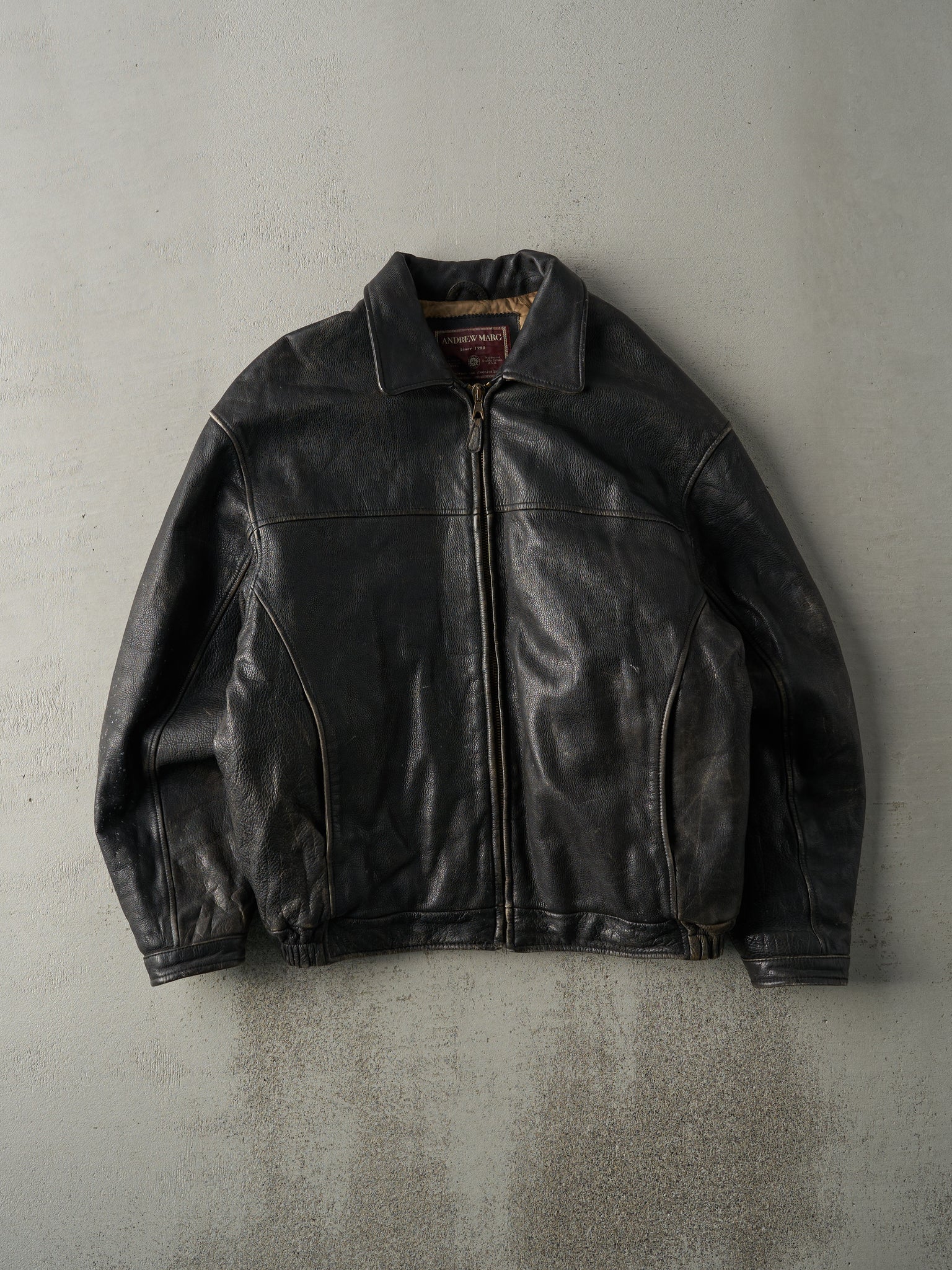 Vintage 80s Black Andrews Marc Leather Jacket (M)